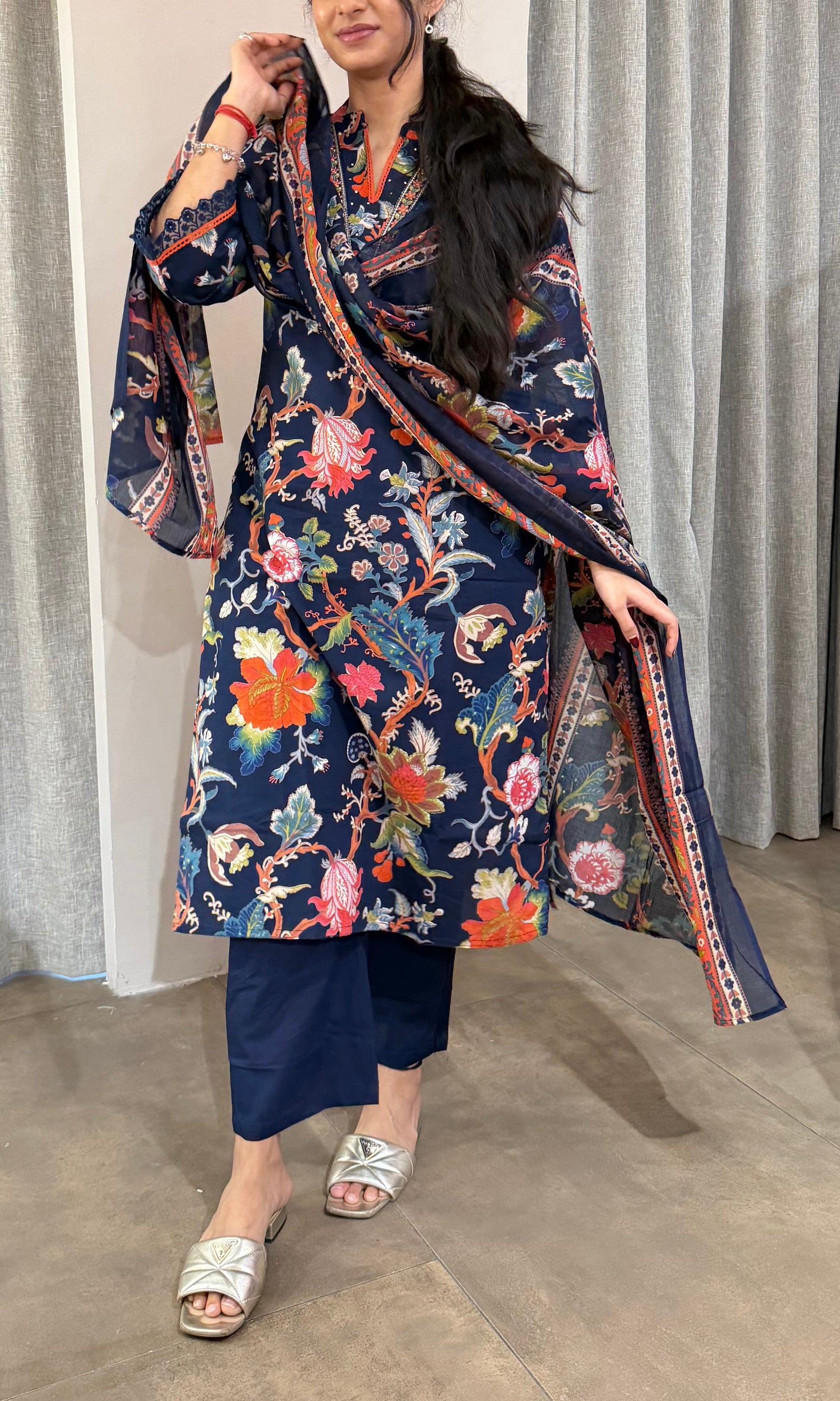 Blue FLORAL kurta set