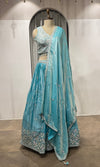 Light blue silver embroidered lehenga