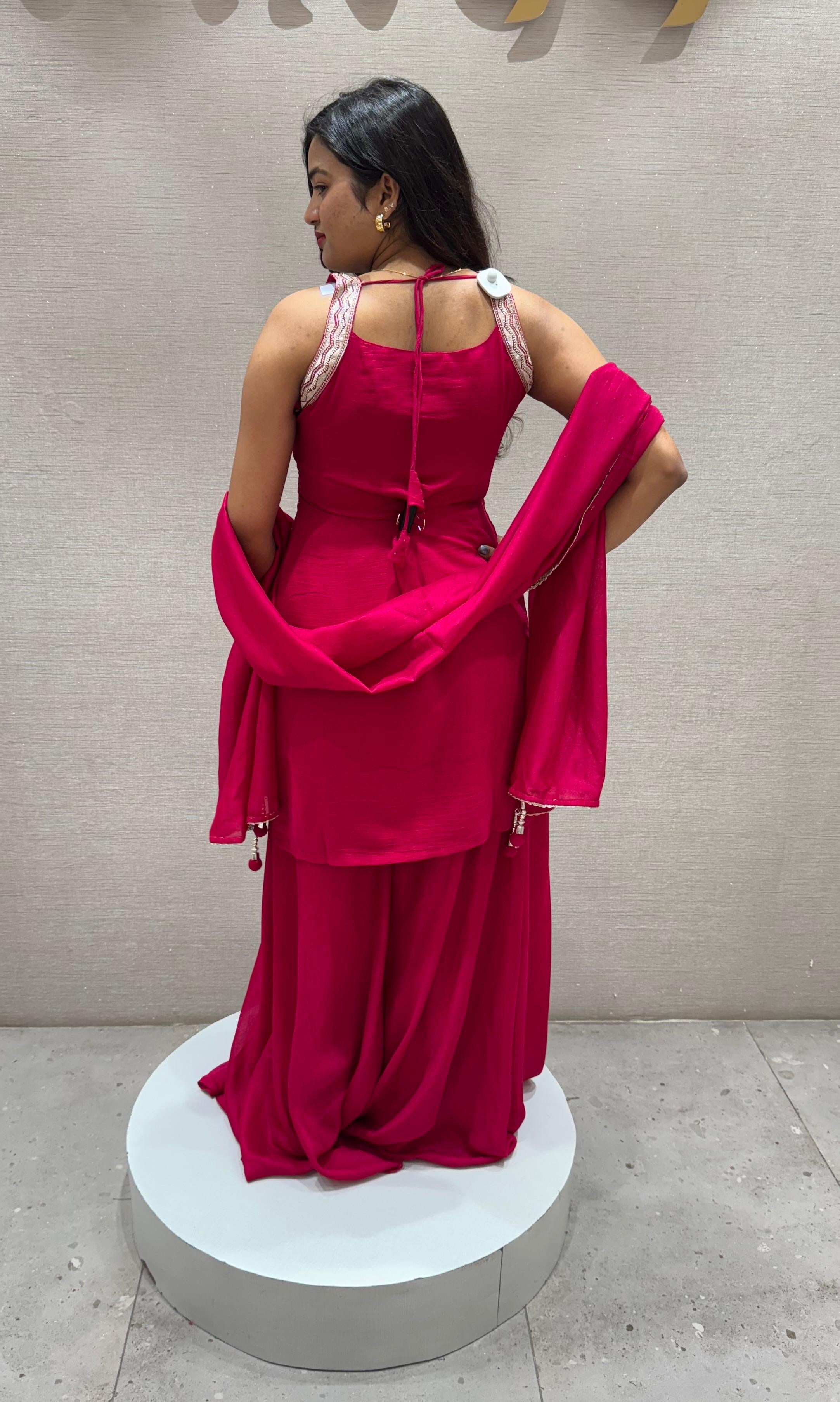 Pink EMBROIDERED SHARARA SET