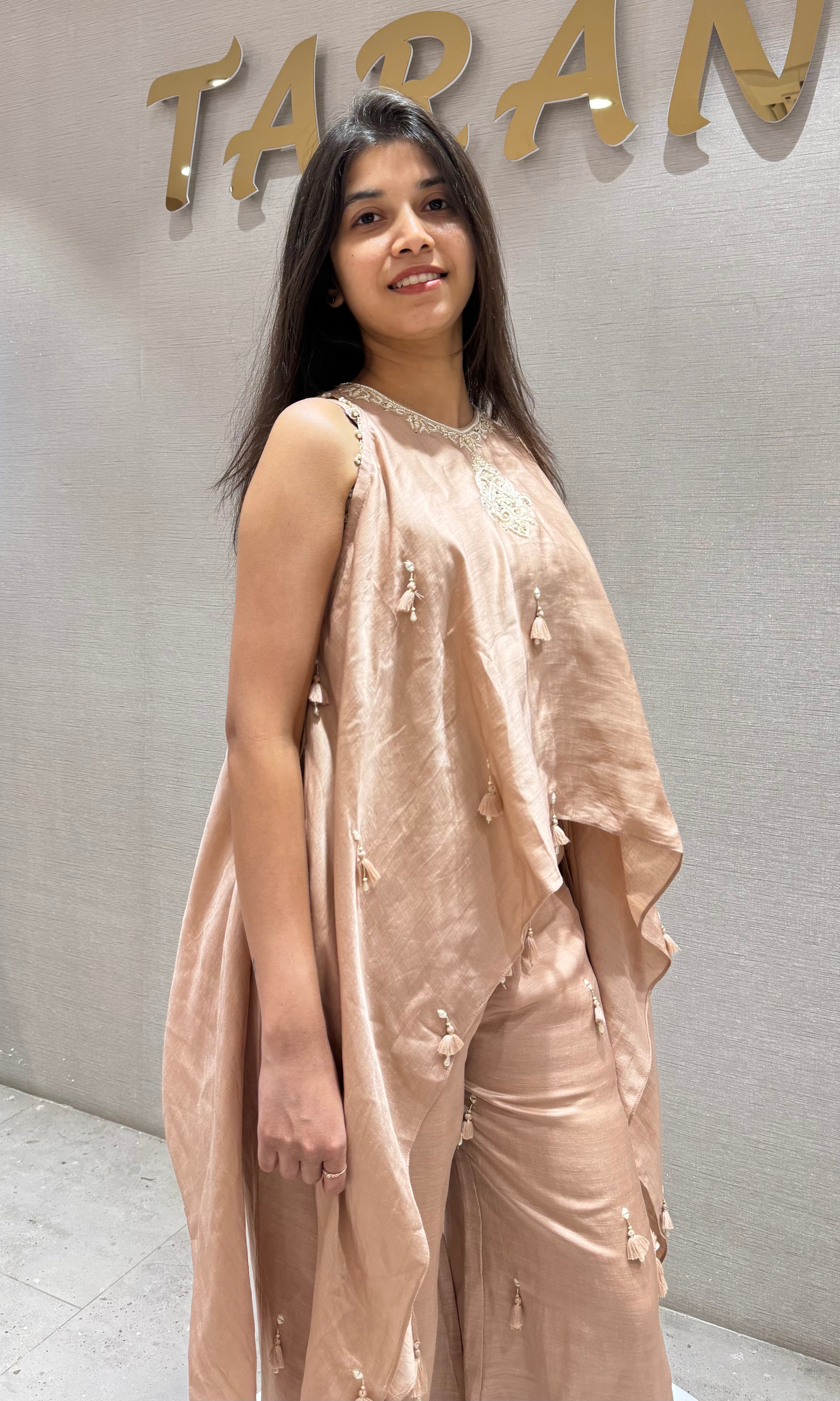 PEACH Embroidered PALAZZO Set