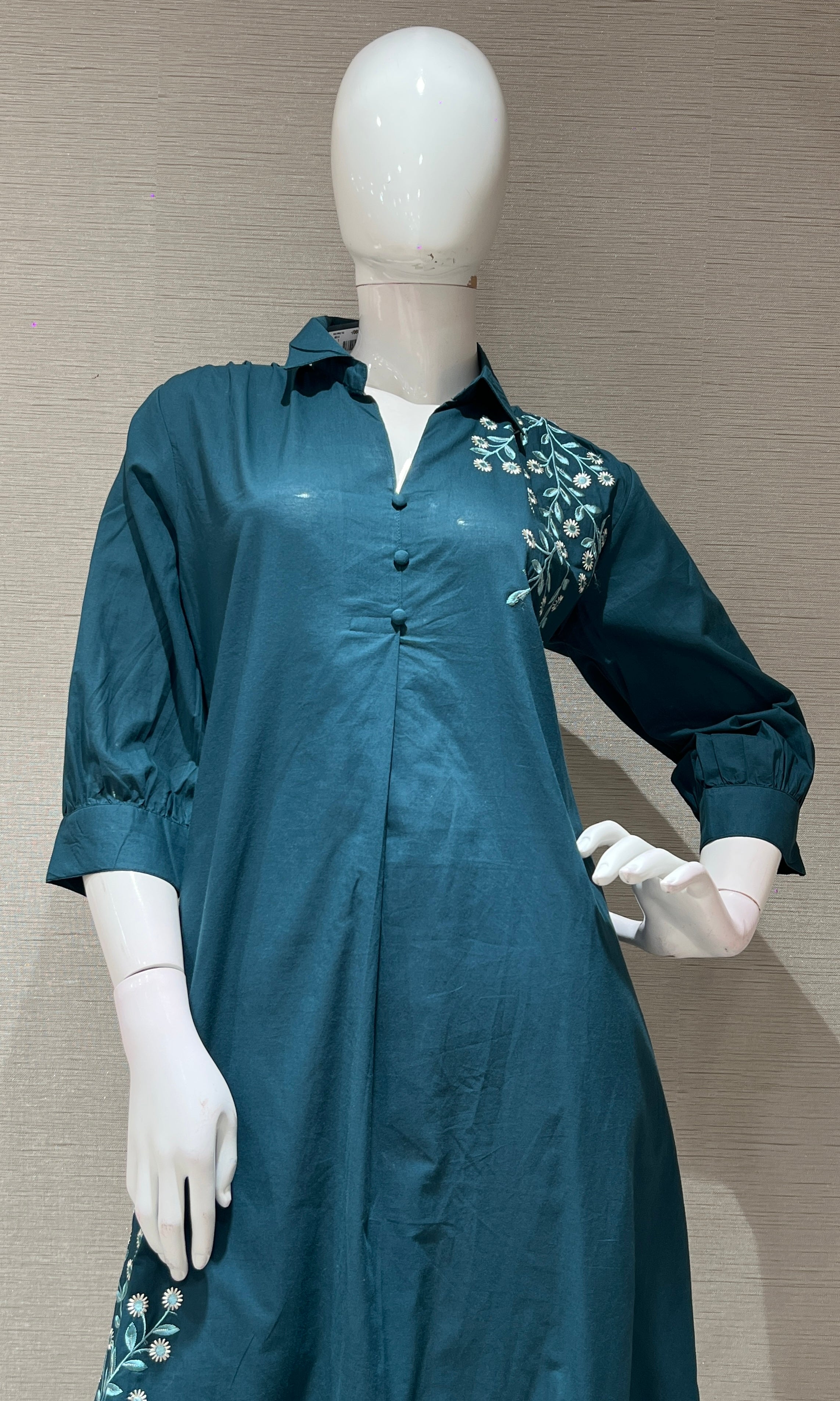 Green FLORAL RUFFLE KURTI TOP