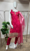 rani & gold floral embroidered kurta set
