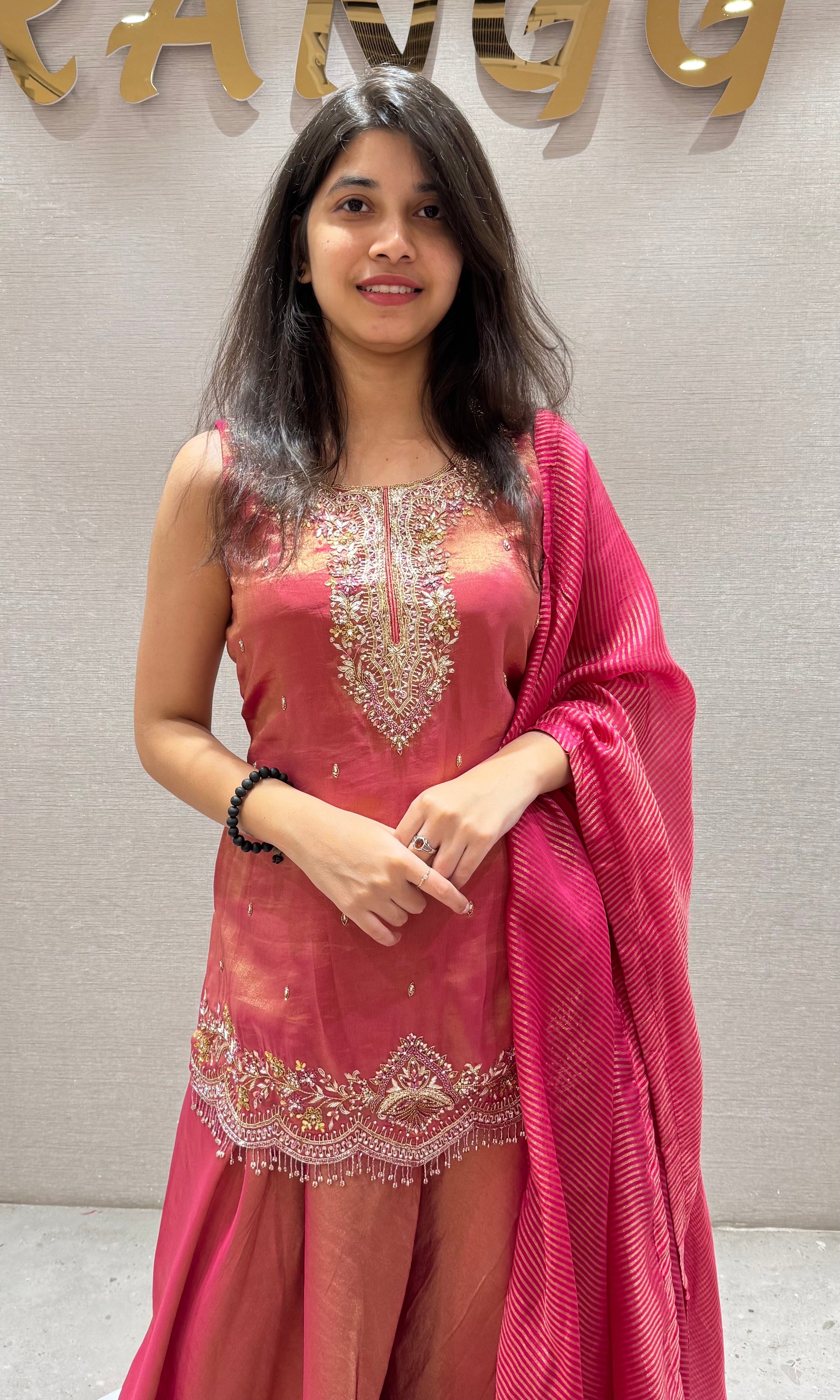 PINK EMBROIDERED SHARARA SET