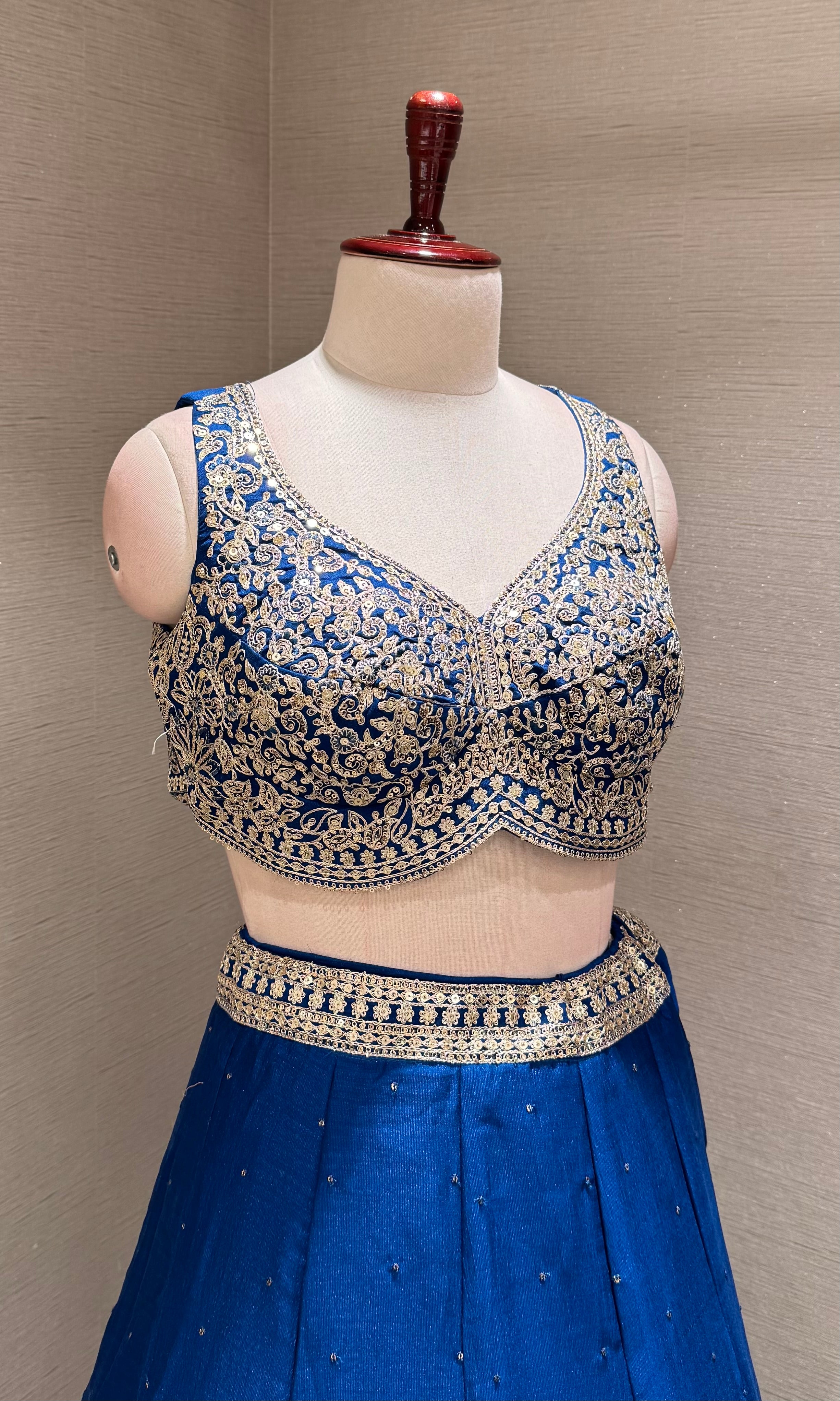 Royal Blue Lehenga Choli with Silver and Gold Embroidery