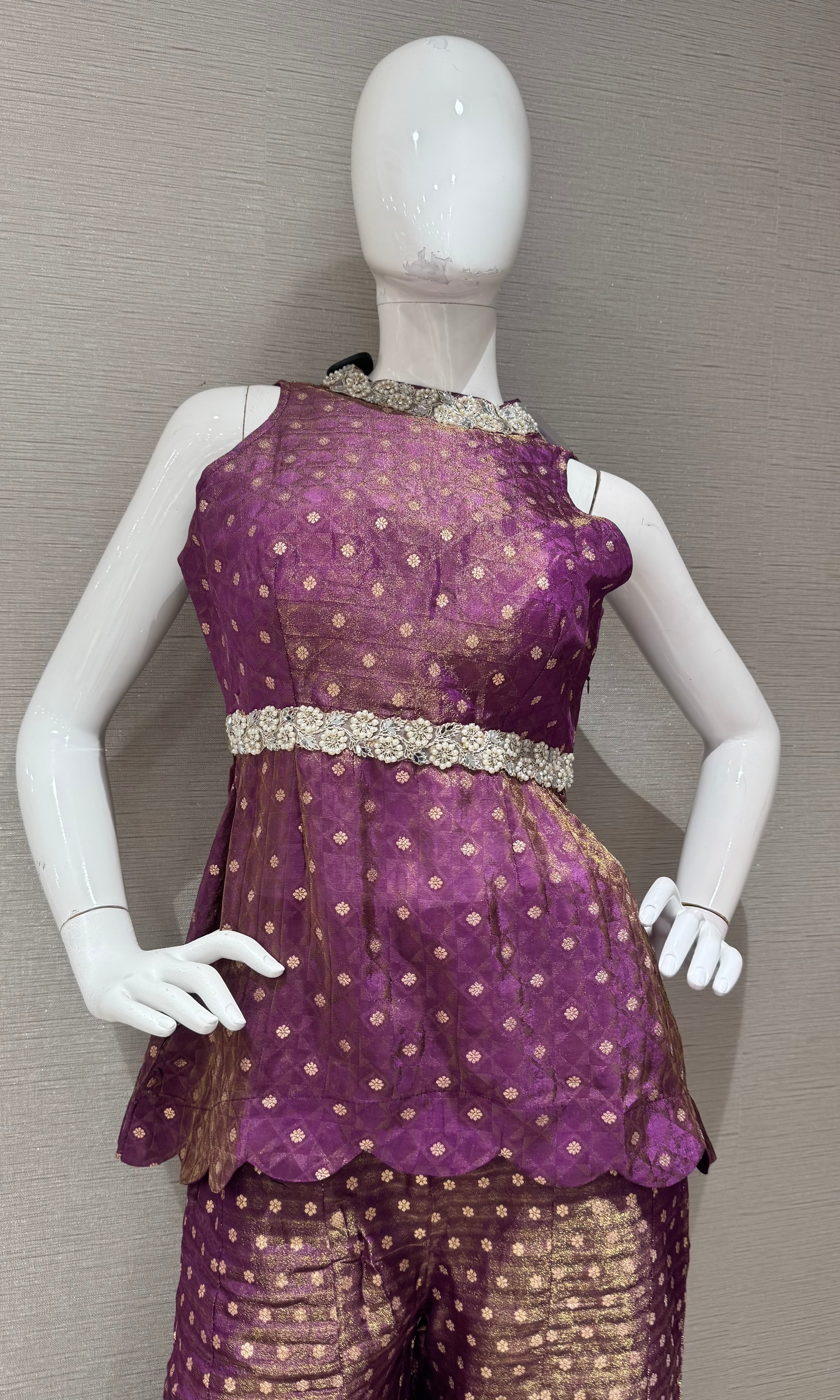 Purple Shimmer shine elegant peplum palazzo set