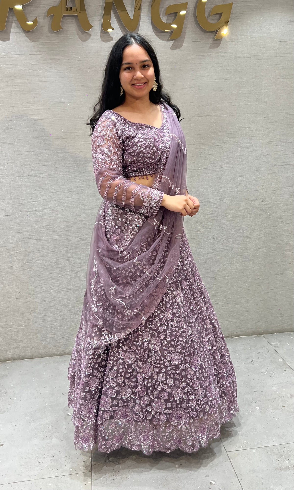 Lilac Floral Embellished Lehenga Set