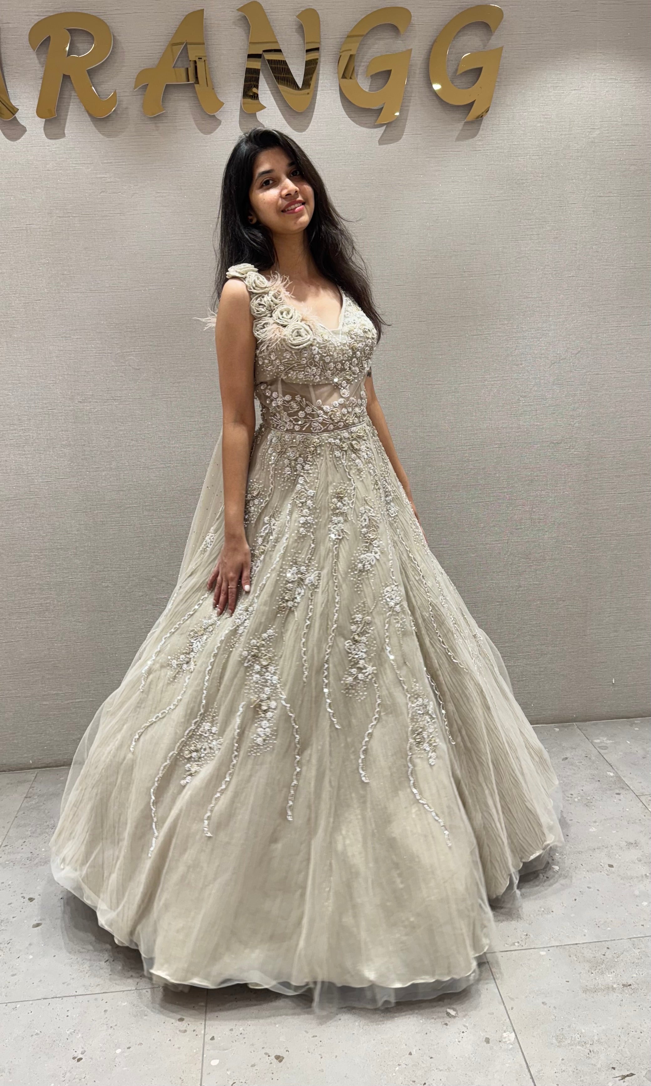 Mauve FLORAL EMBROIDERED GOWN