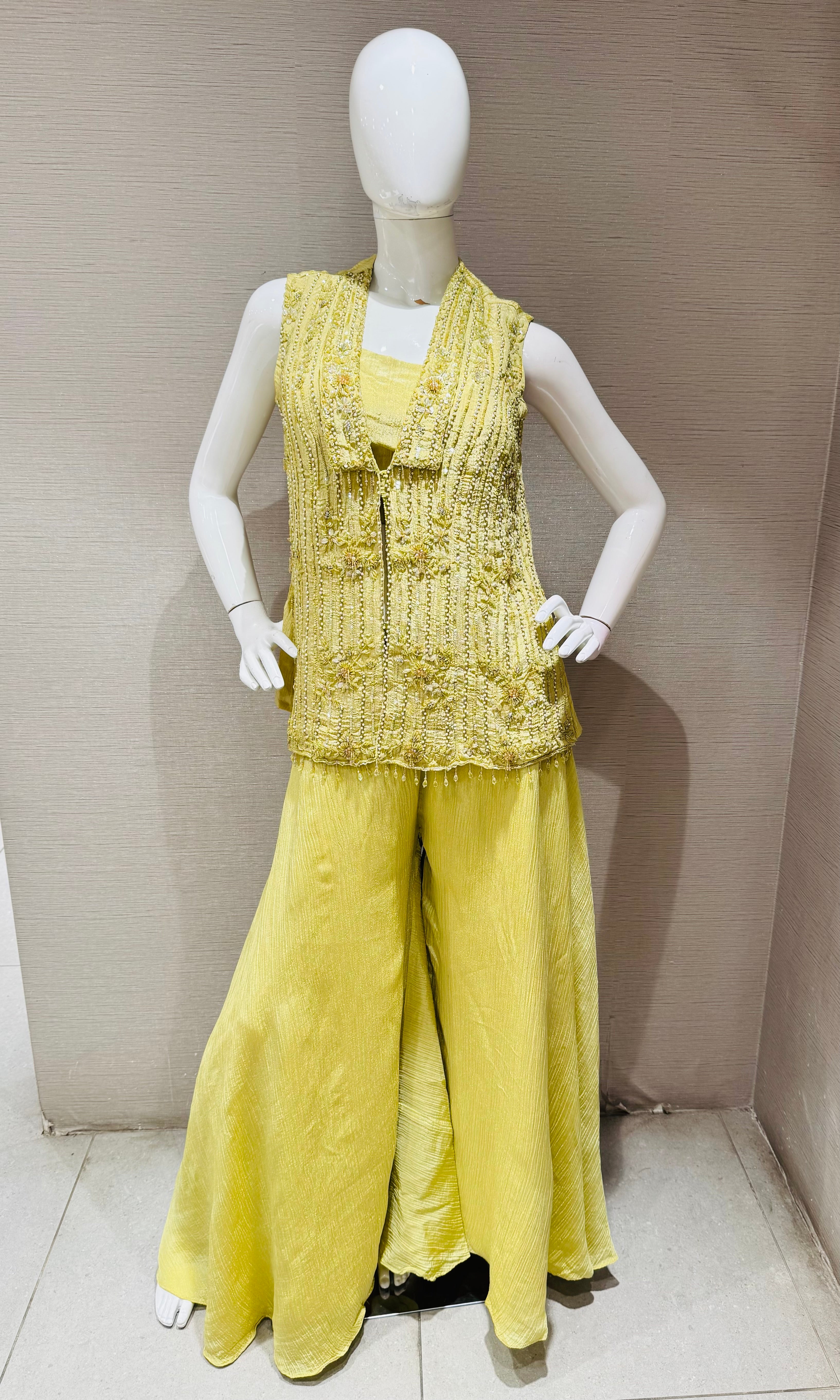 Mehendi Green Embroidered Shrug & Palazzo Set