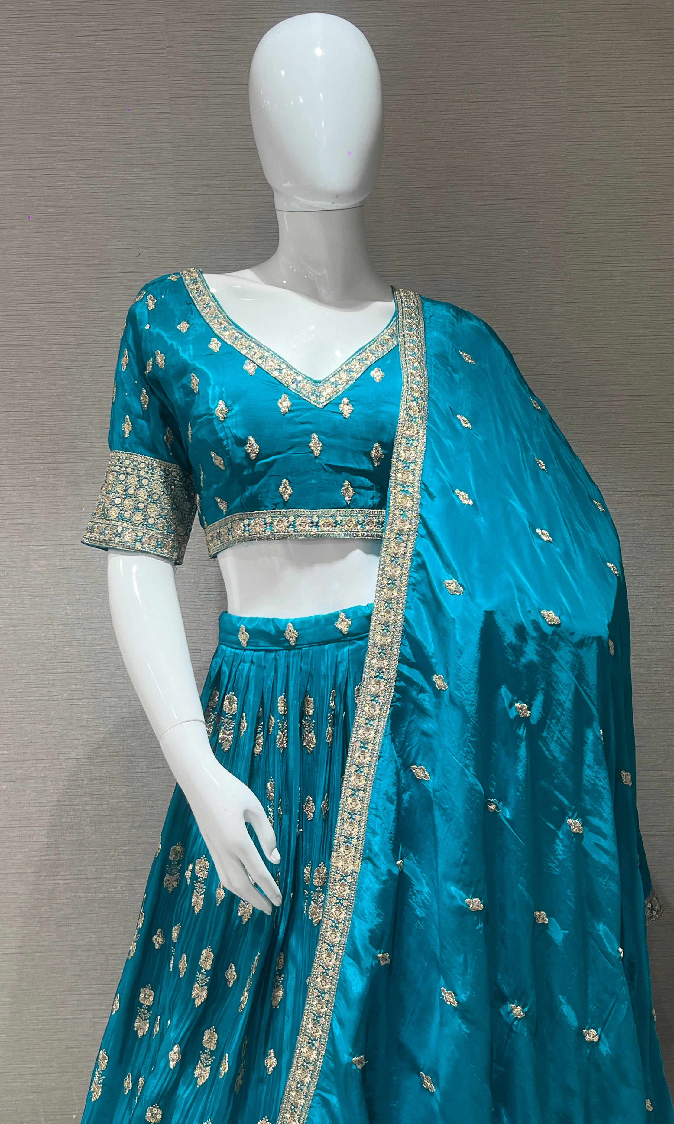 Rama blue Lehenga