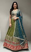 BLUE MULTI GOLDEN EMBROIDERED LEHENGA