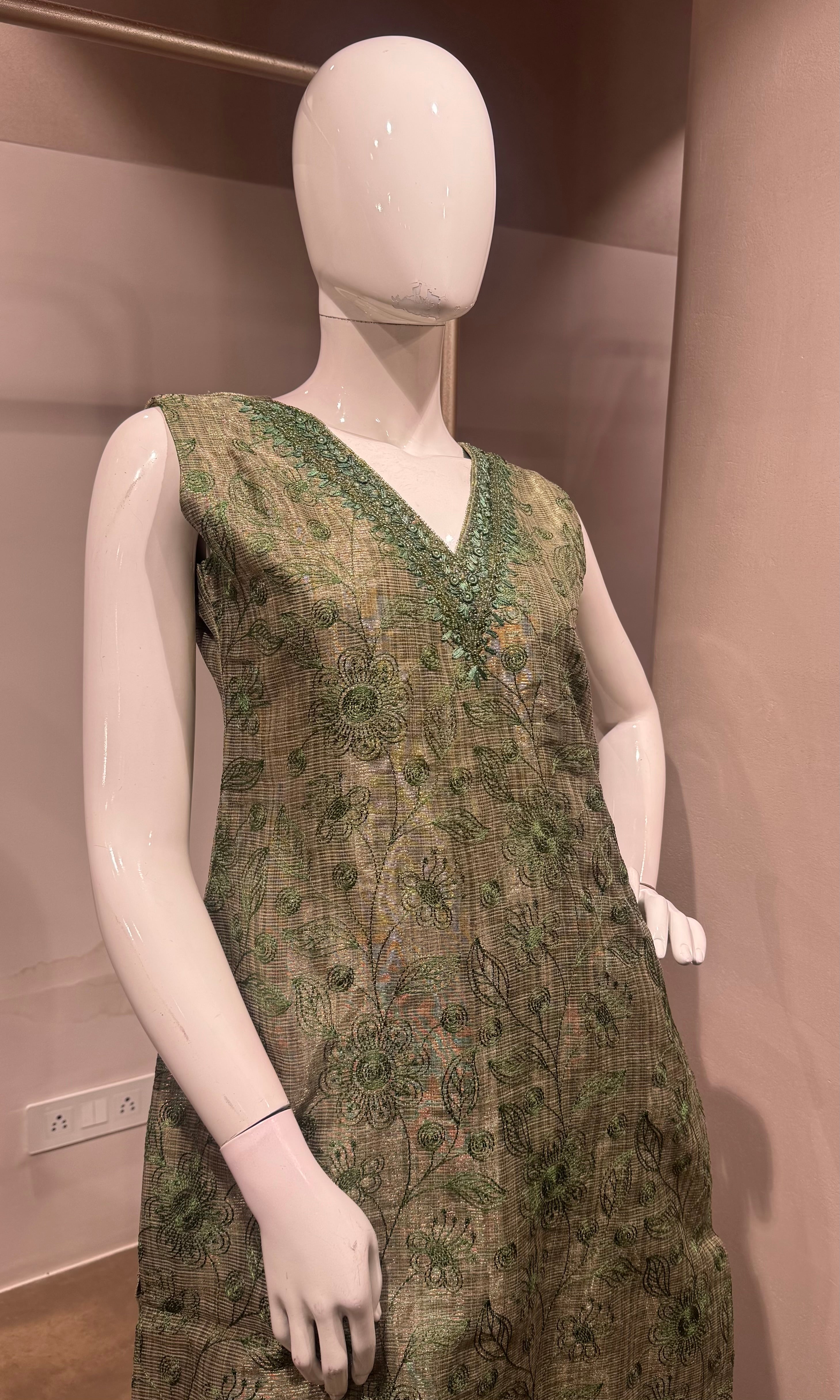 Green Embroidered Net Salwar Kurta set