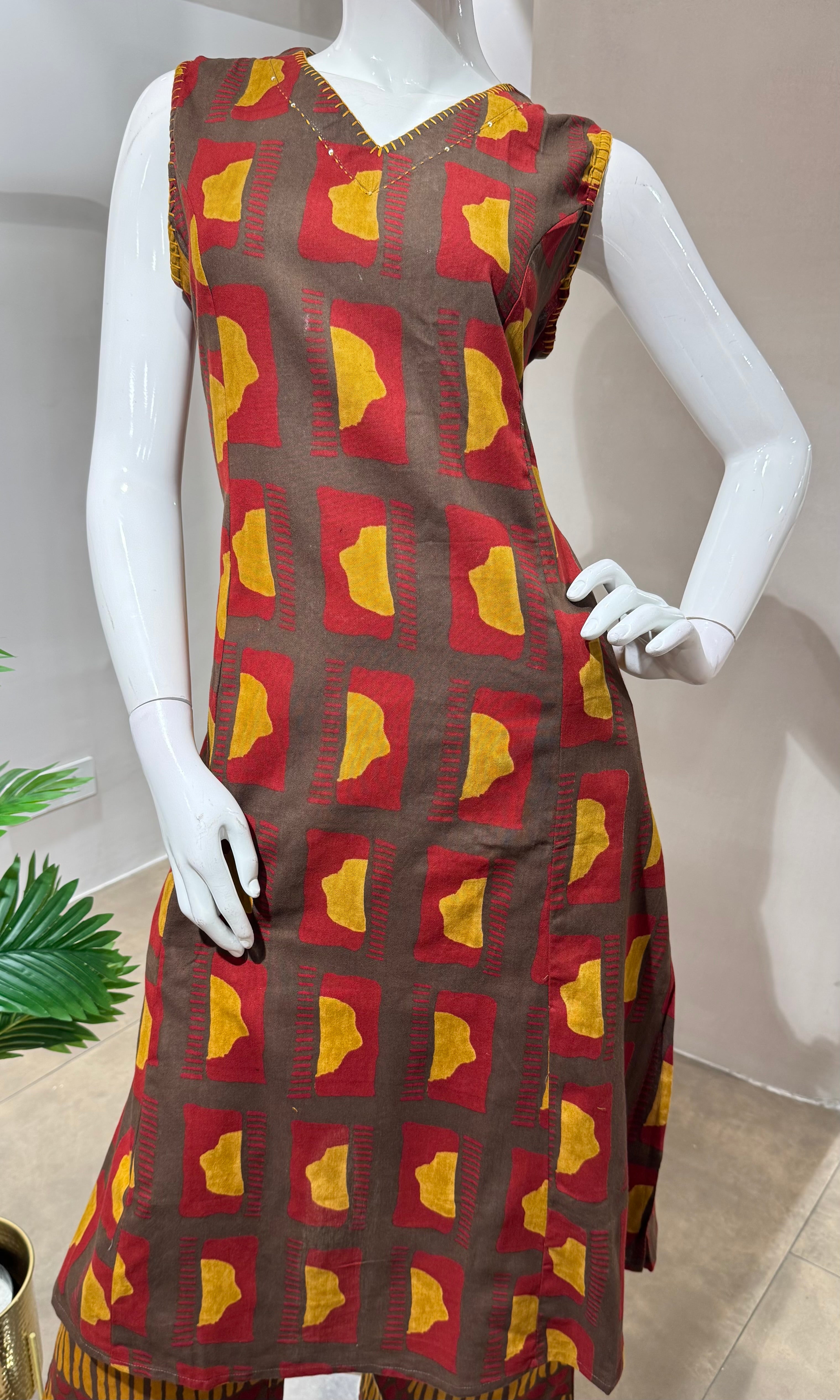 BROWN KURTI WITH BOTTOM