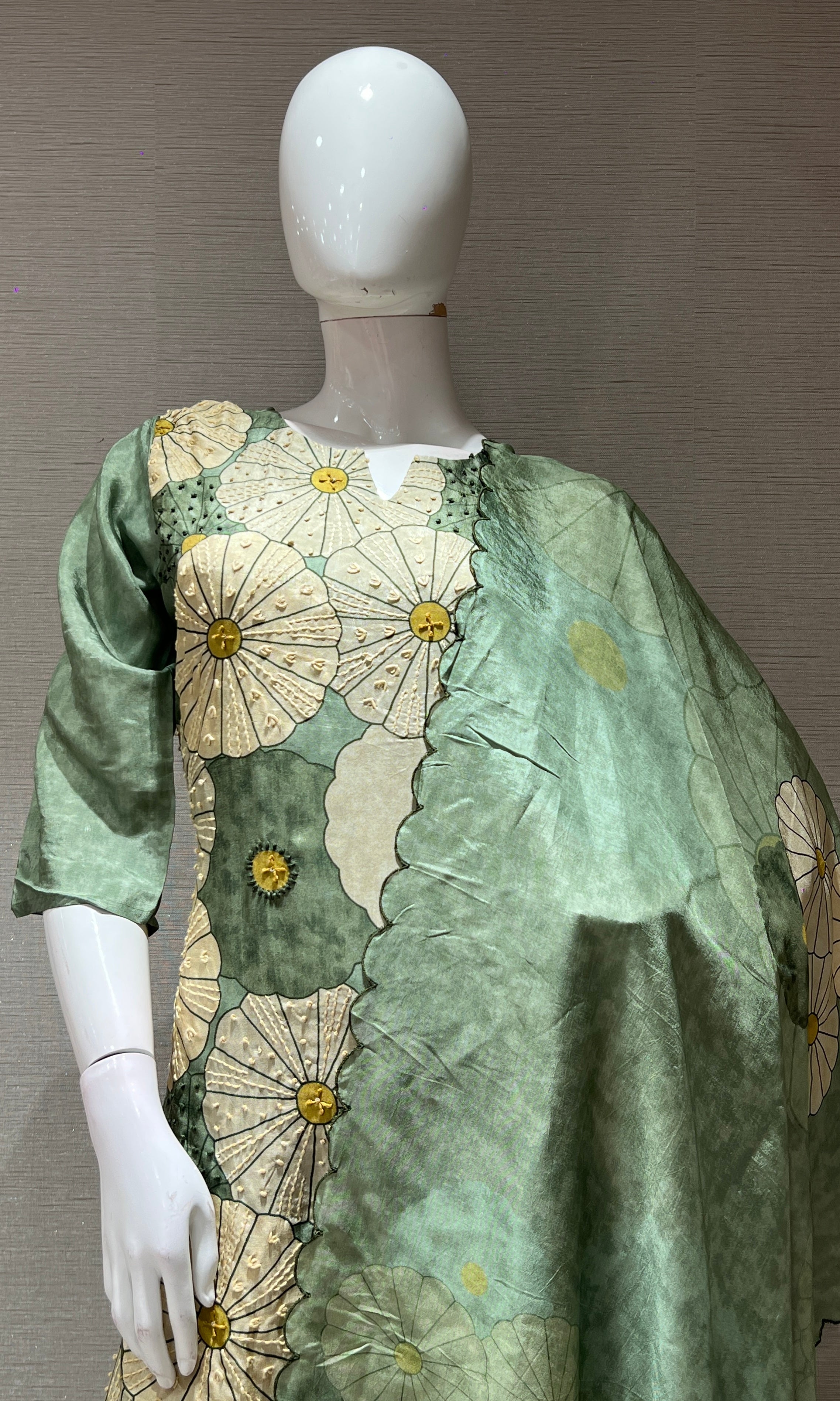 Green FLORAL kurta set