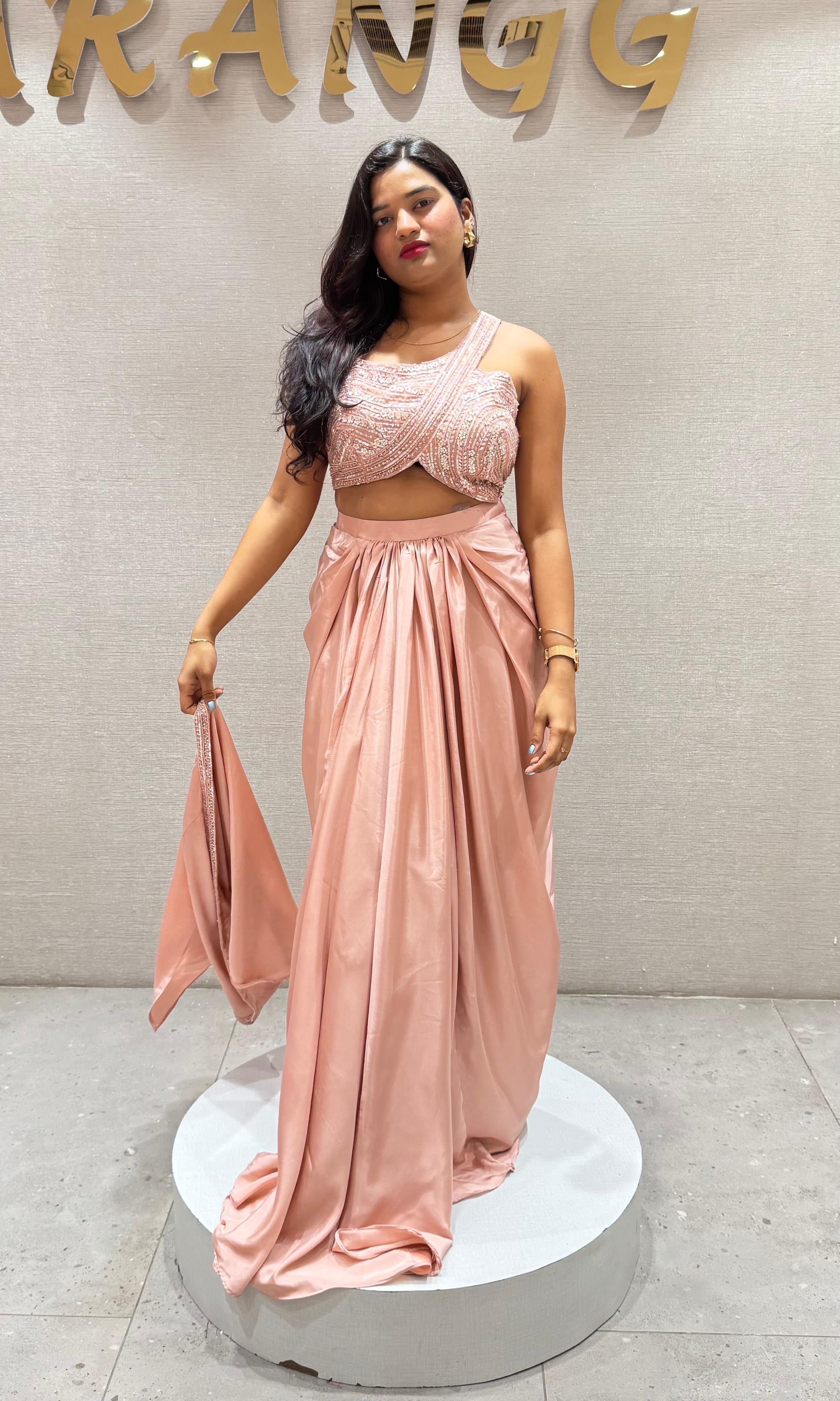 ONION PINK 3 PIECE INDO WESTERN DRESS