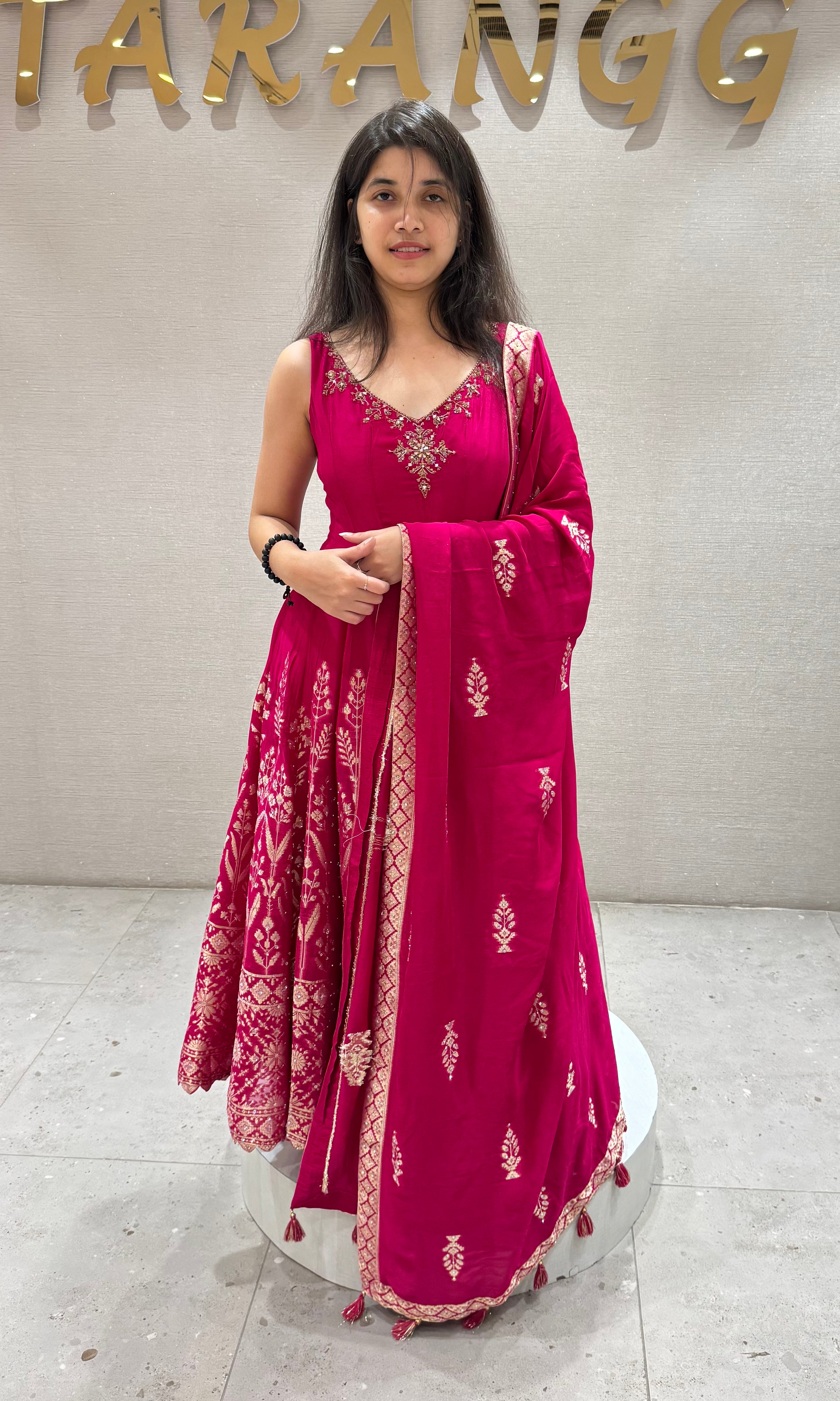 Rani pink EMBROIDERED Anarkali