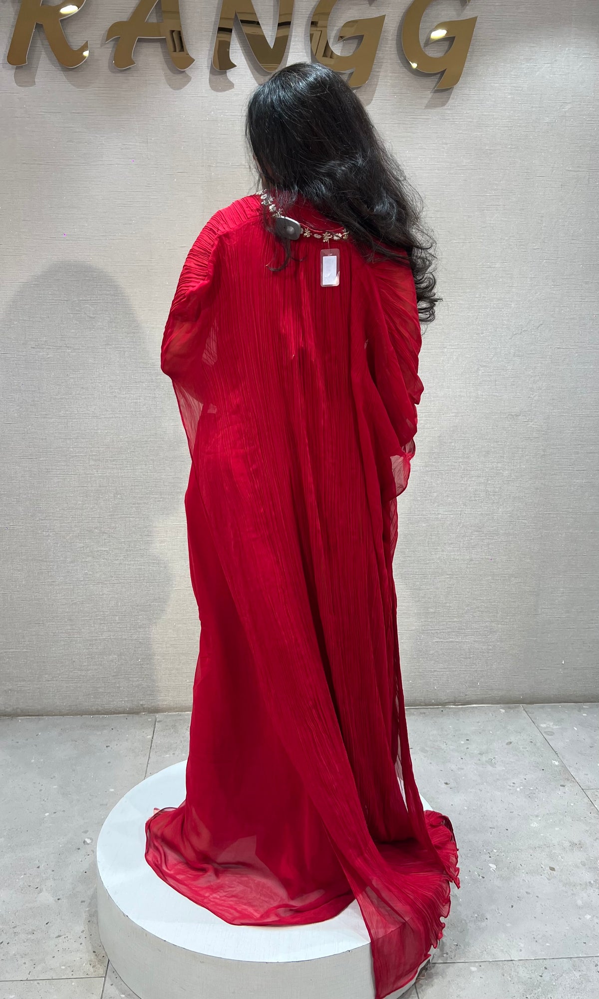 Red Embroidered Georgette skirt with Jacket & Shrug