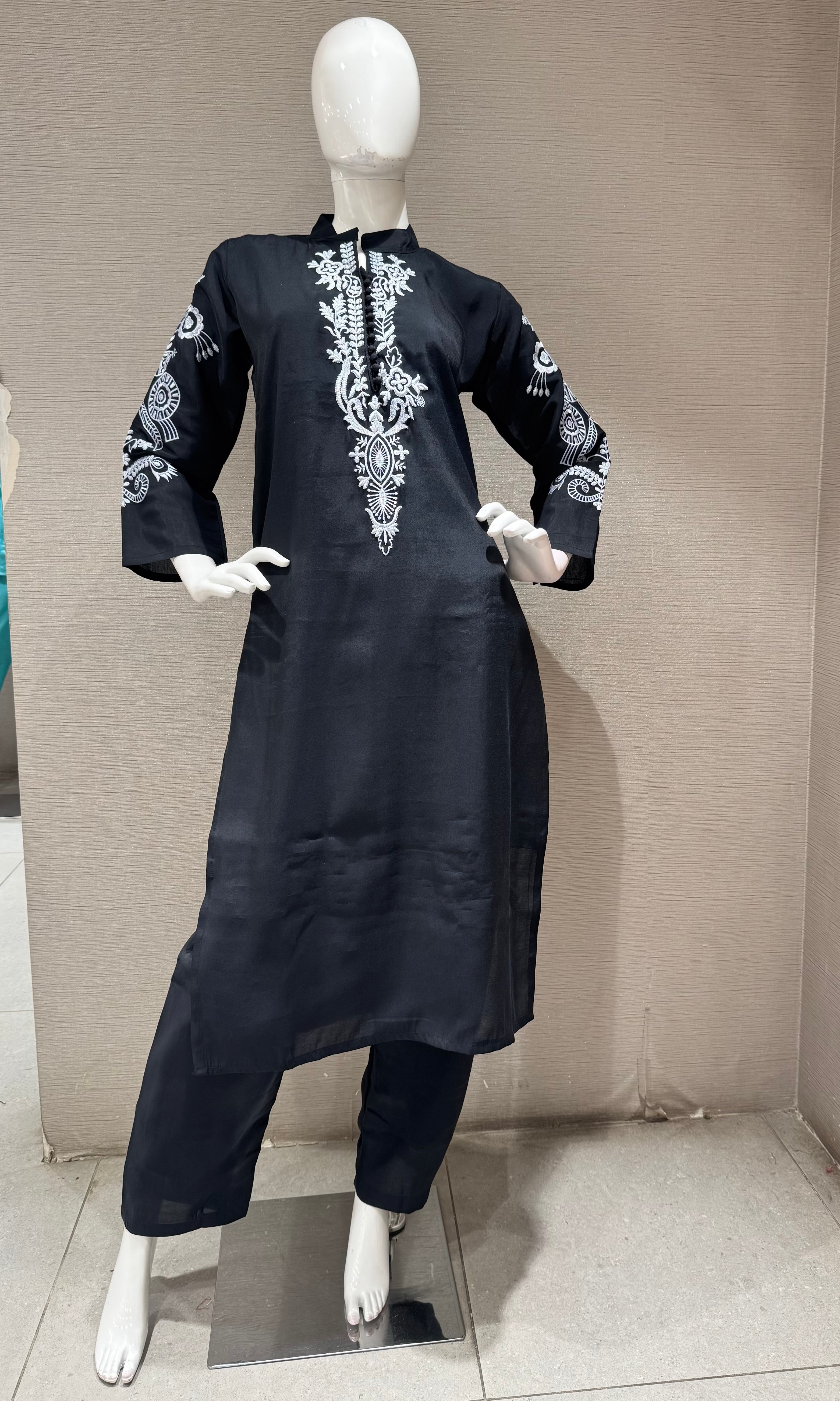 Black Silver & Black Ethnic Kurta set