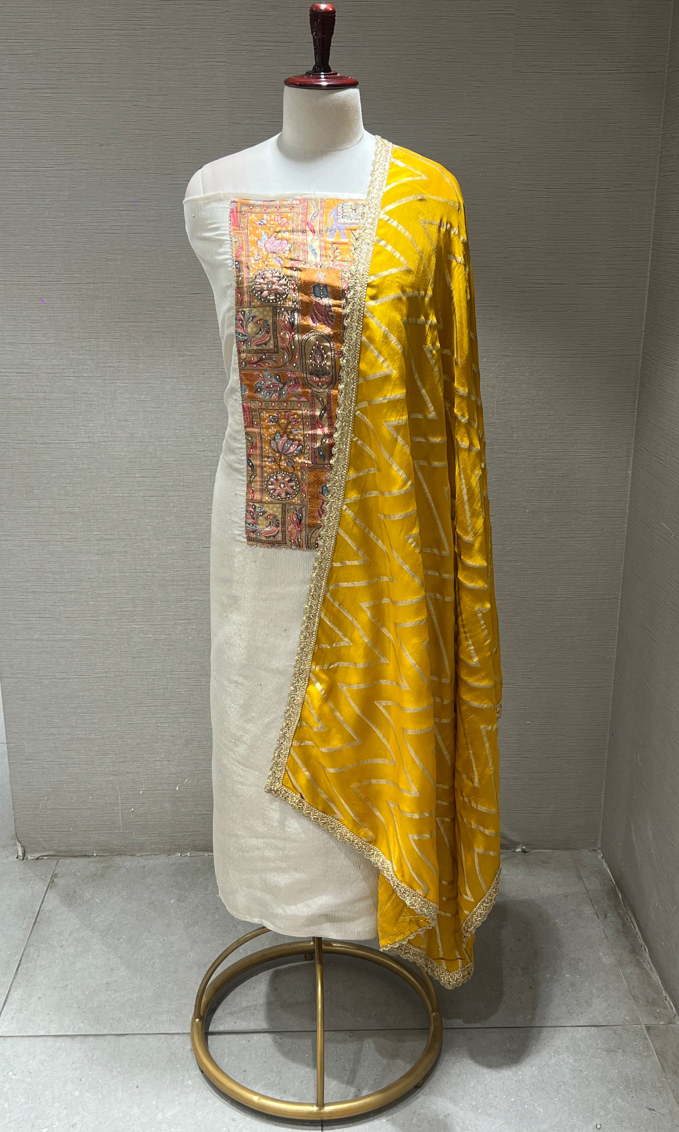 Half white dress material (party wear)