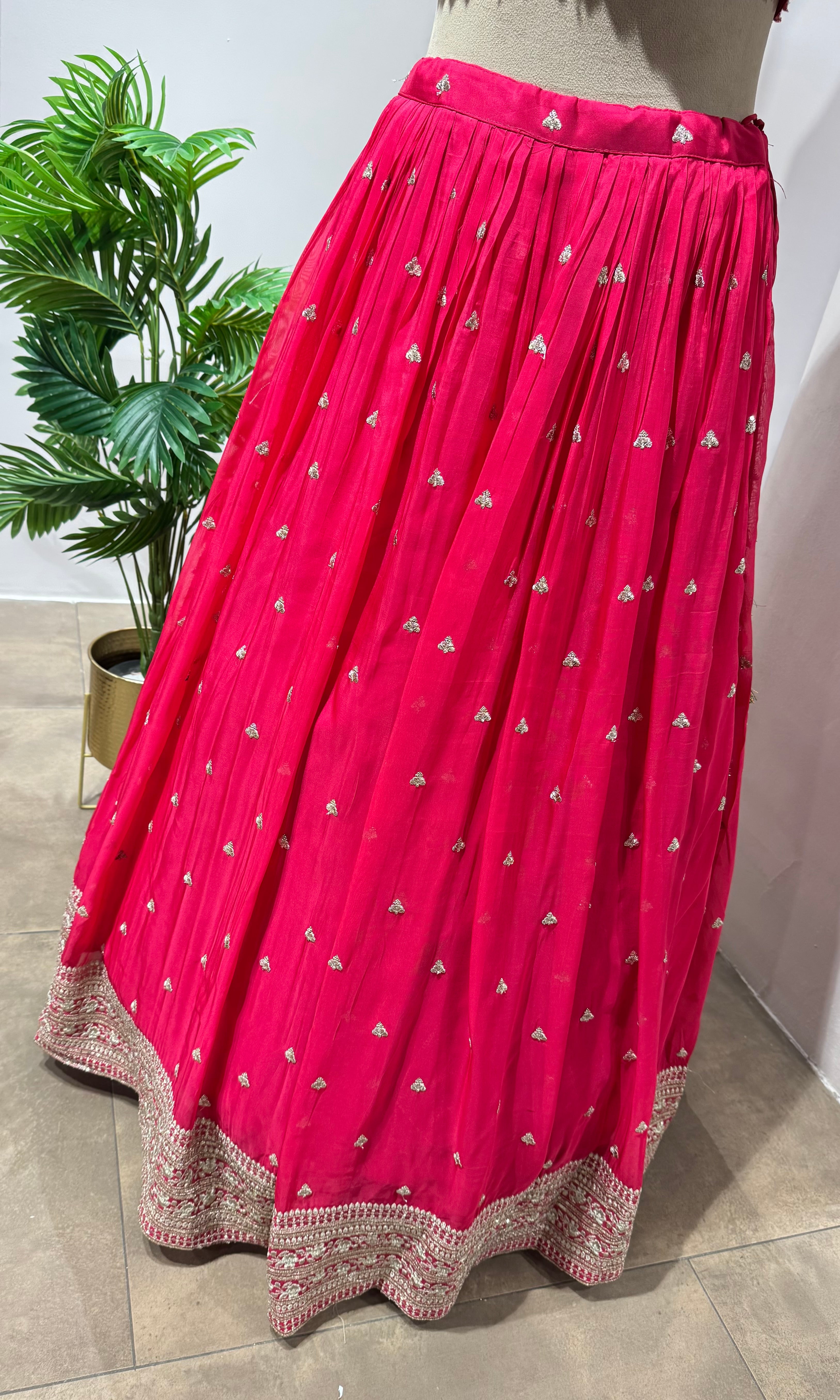 Fuschia Pink Floral Printed Lehenga Choli