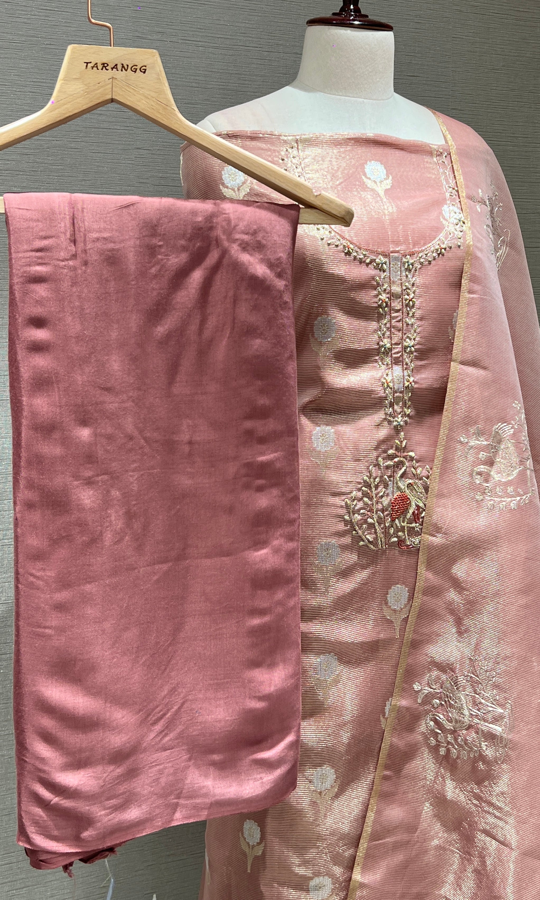 Onion pink dress material