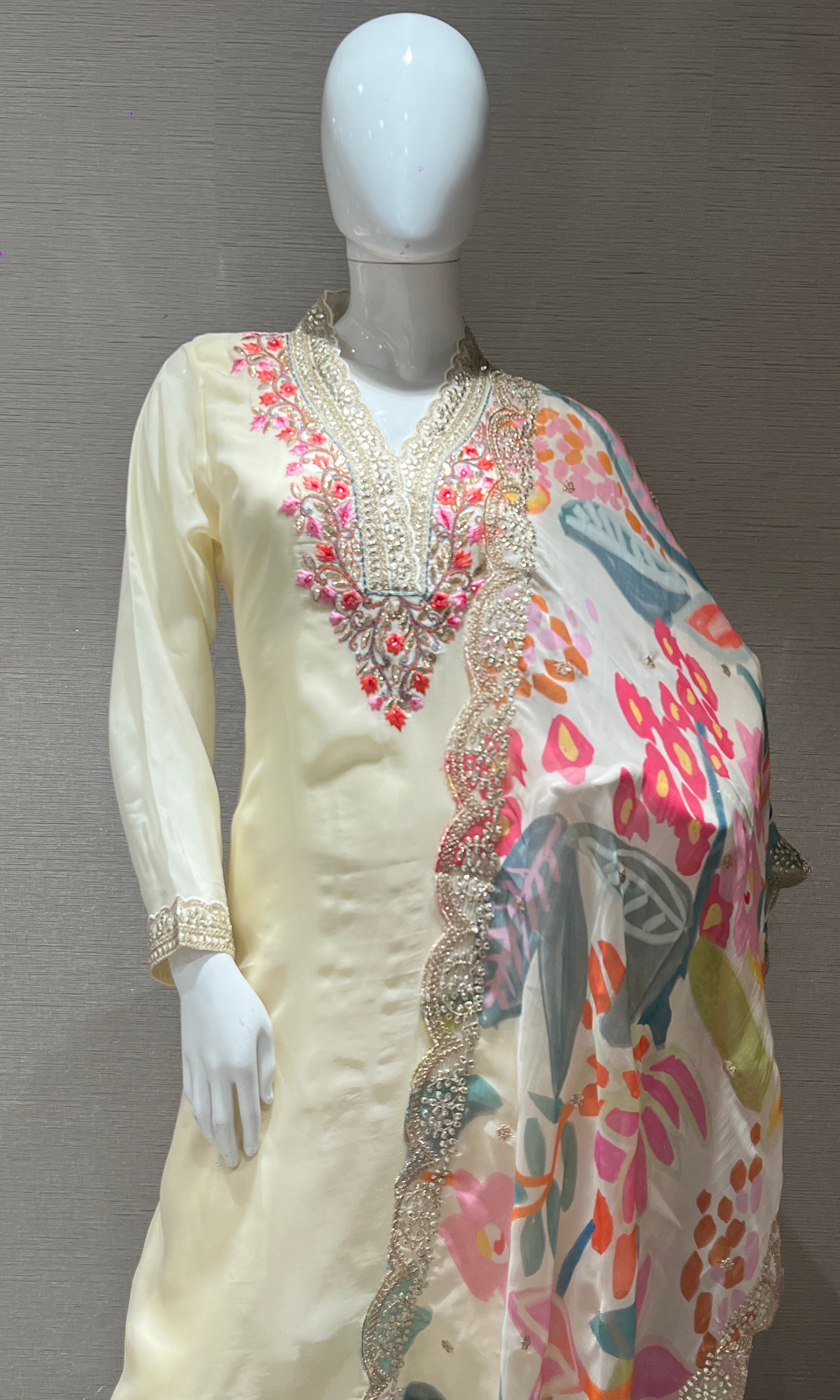 Cream kurta set