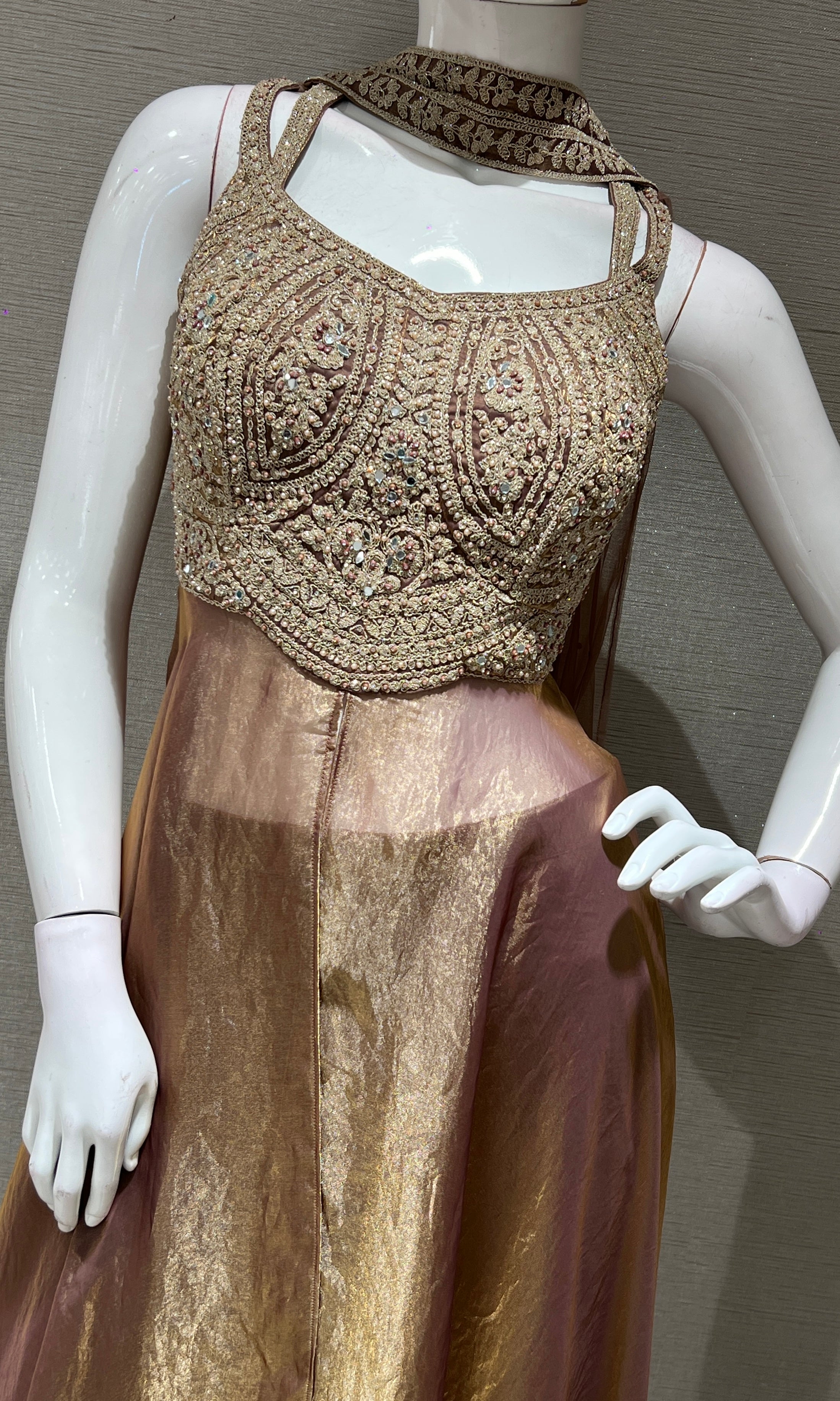 LIGHT BROWN EMBROIDERED ANARKALI