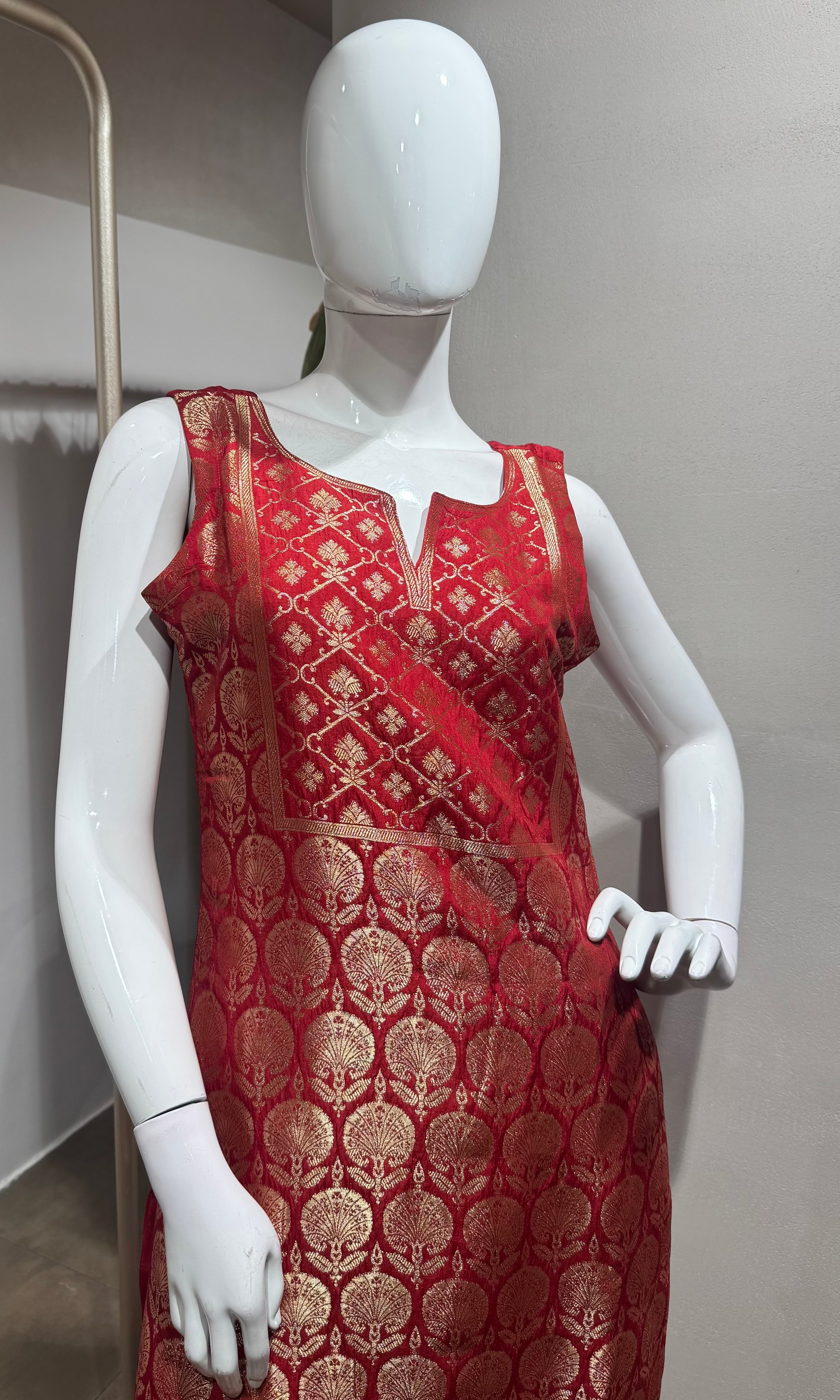 Rust golden banarasi kurta set