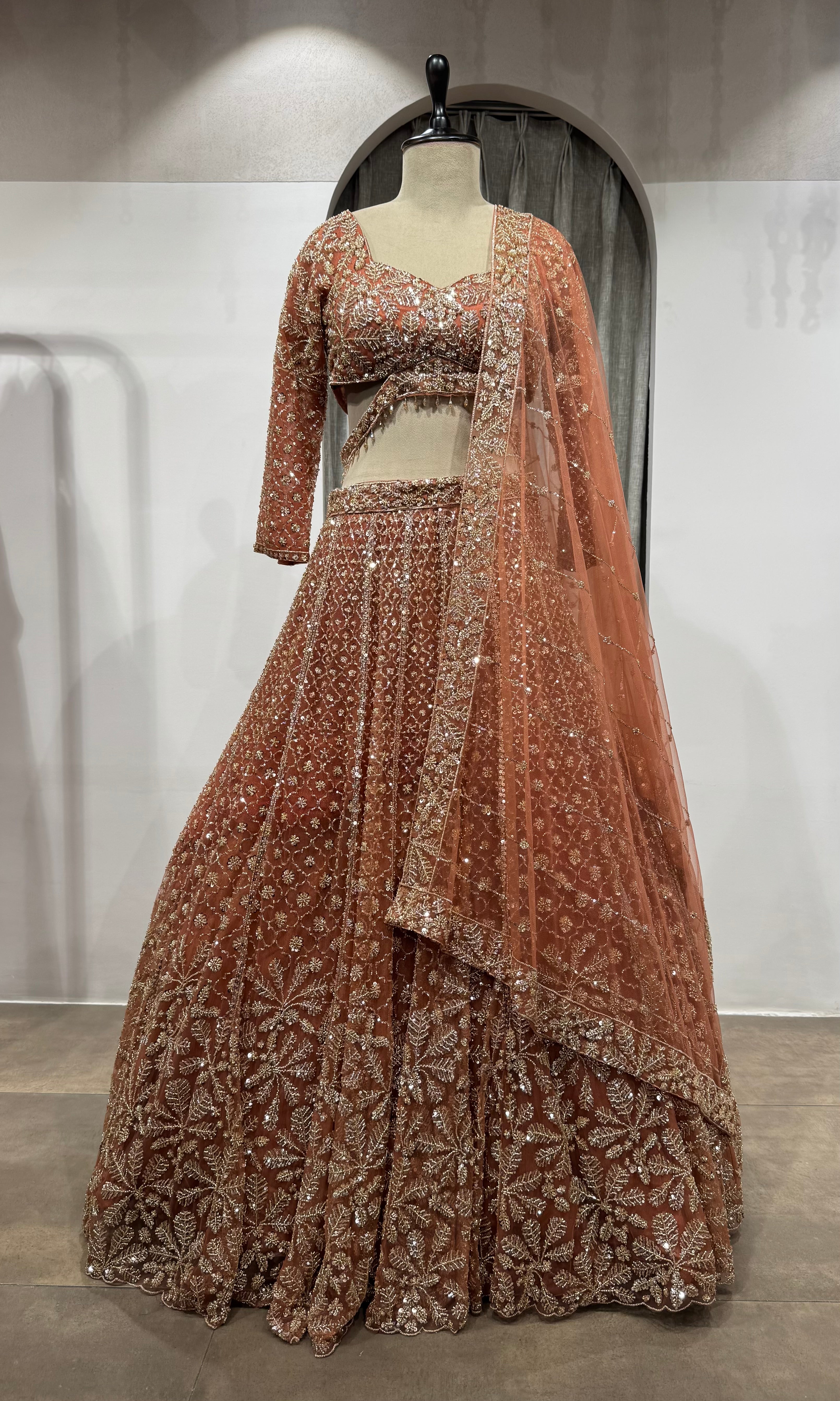 Rust Orange Georgette Lehenga set