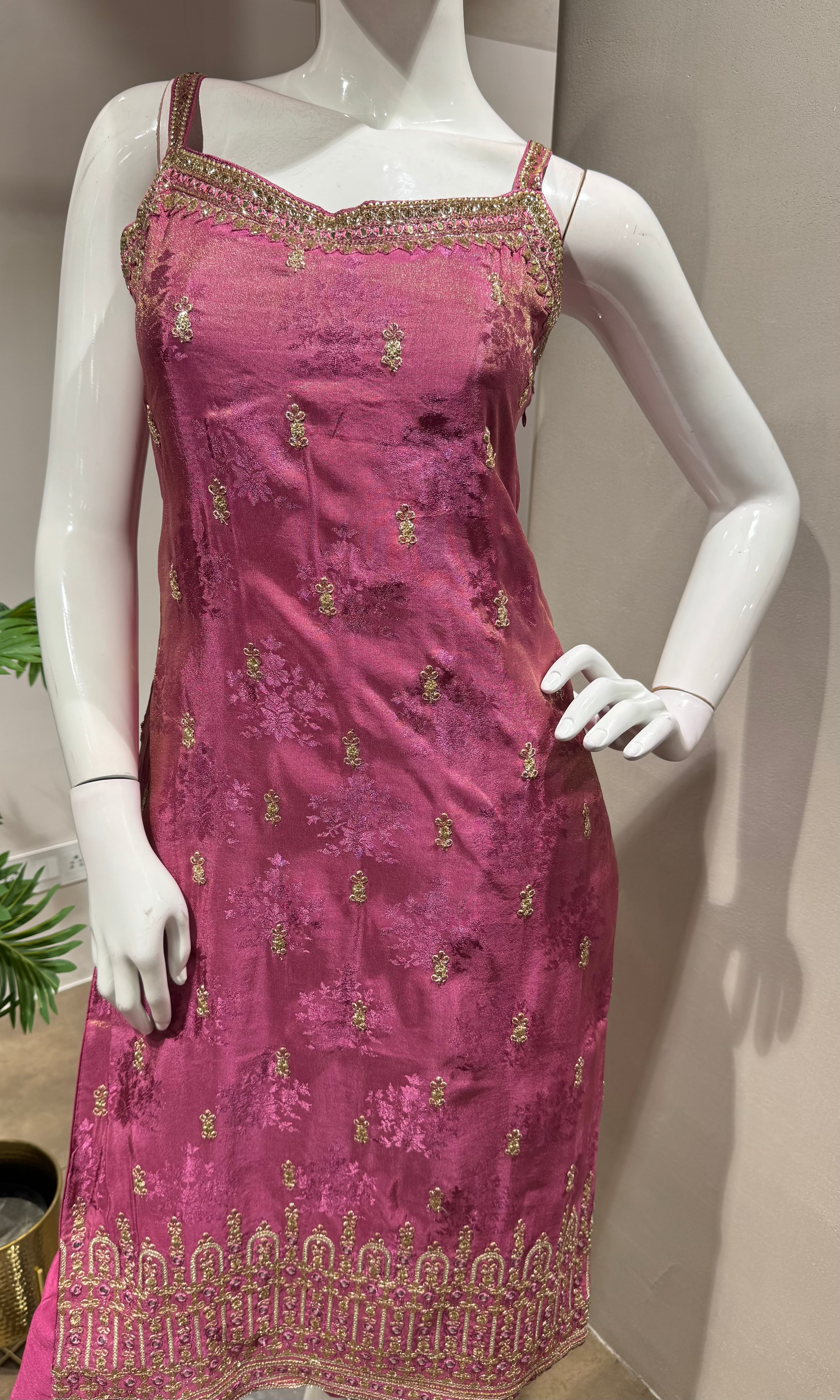 Royal Pink Banarasi KURTA Set