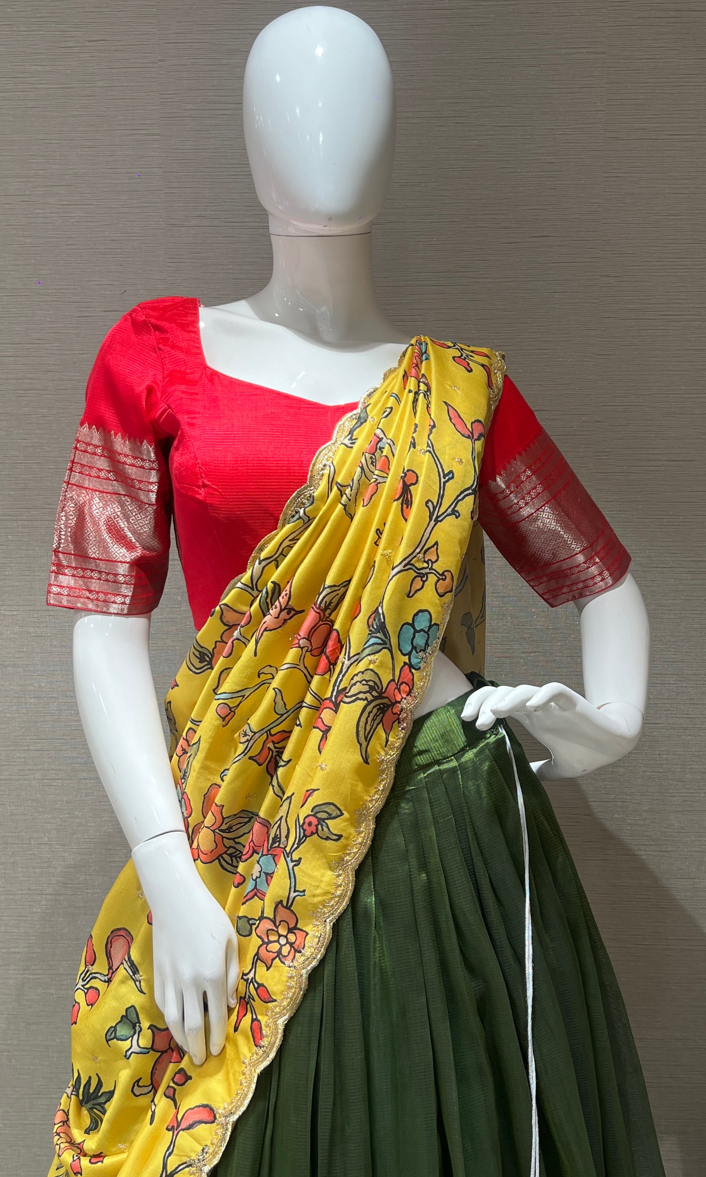 Mehandi Green Lehenga