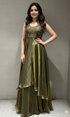 Olive Green Halter Neck ANARKALI