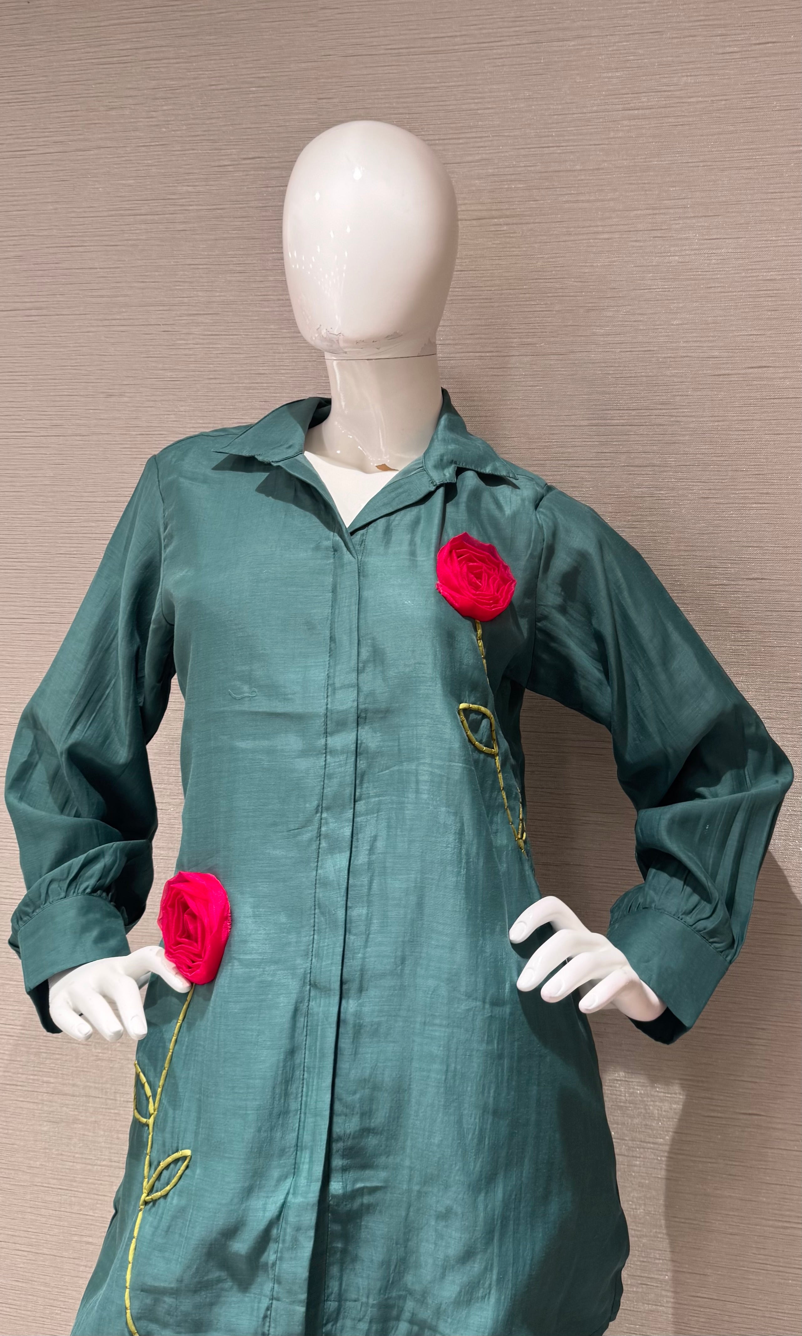 Green Rose Floral Cord set