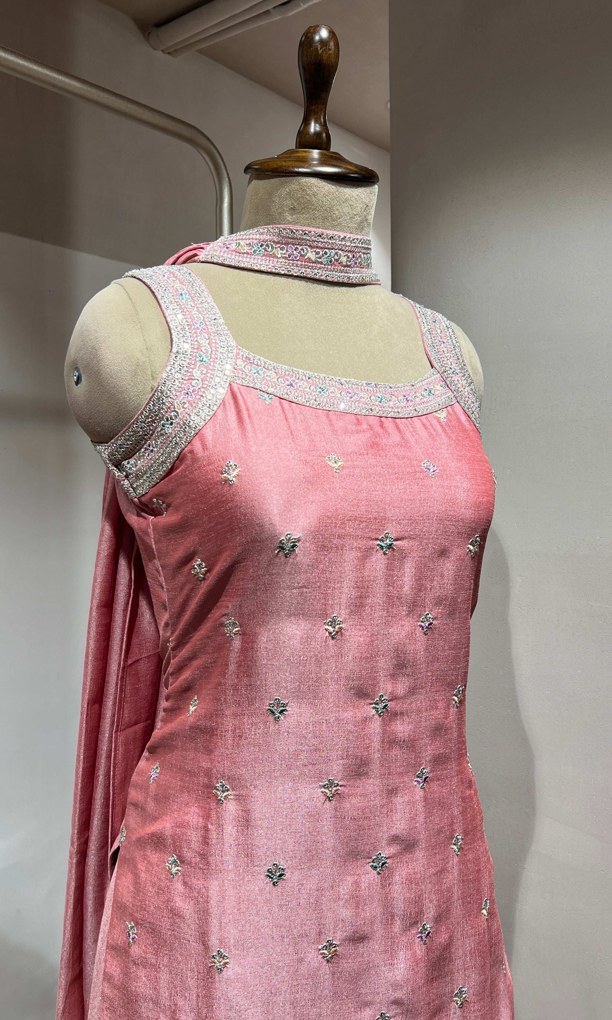 Baby pink Georgette Suit with Intricate ENSEMBEL