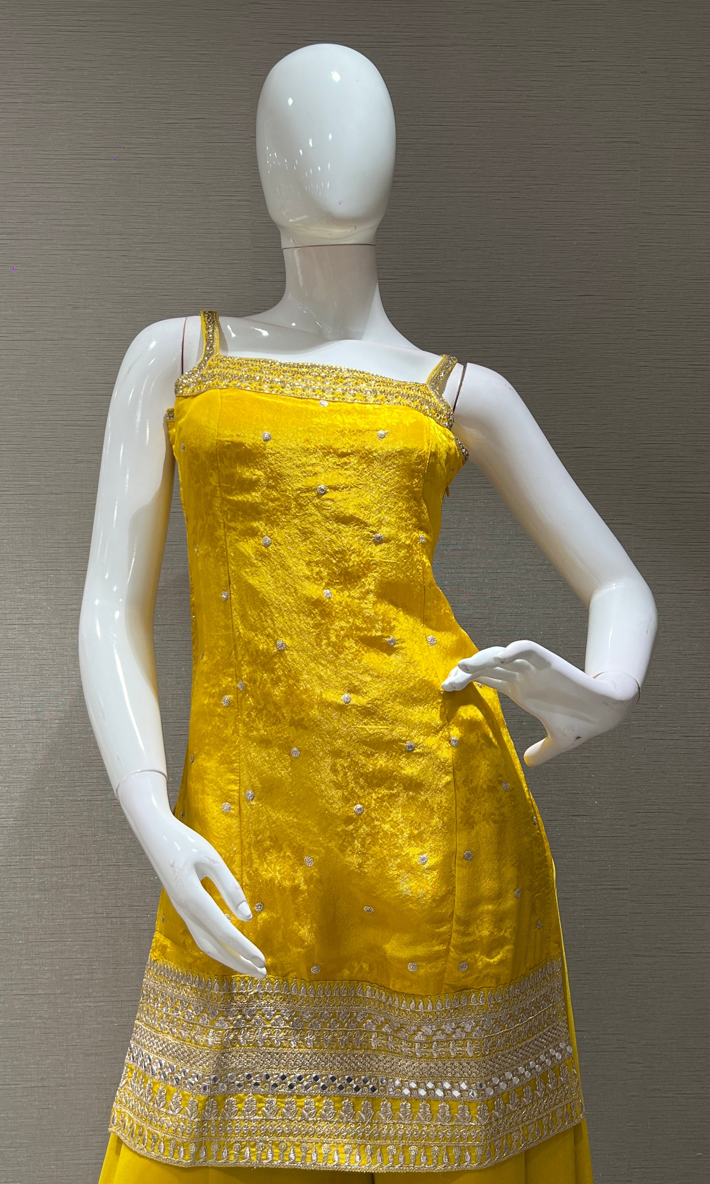 YELLOW embroidery sharara set with dupatta