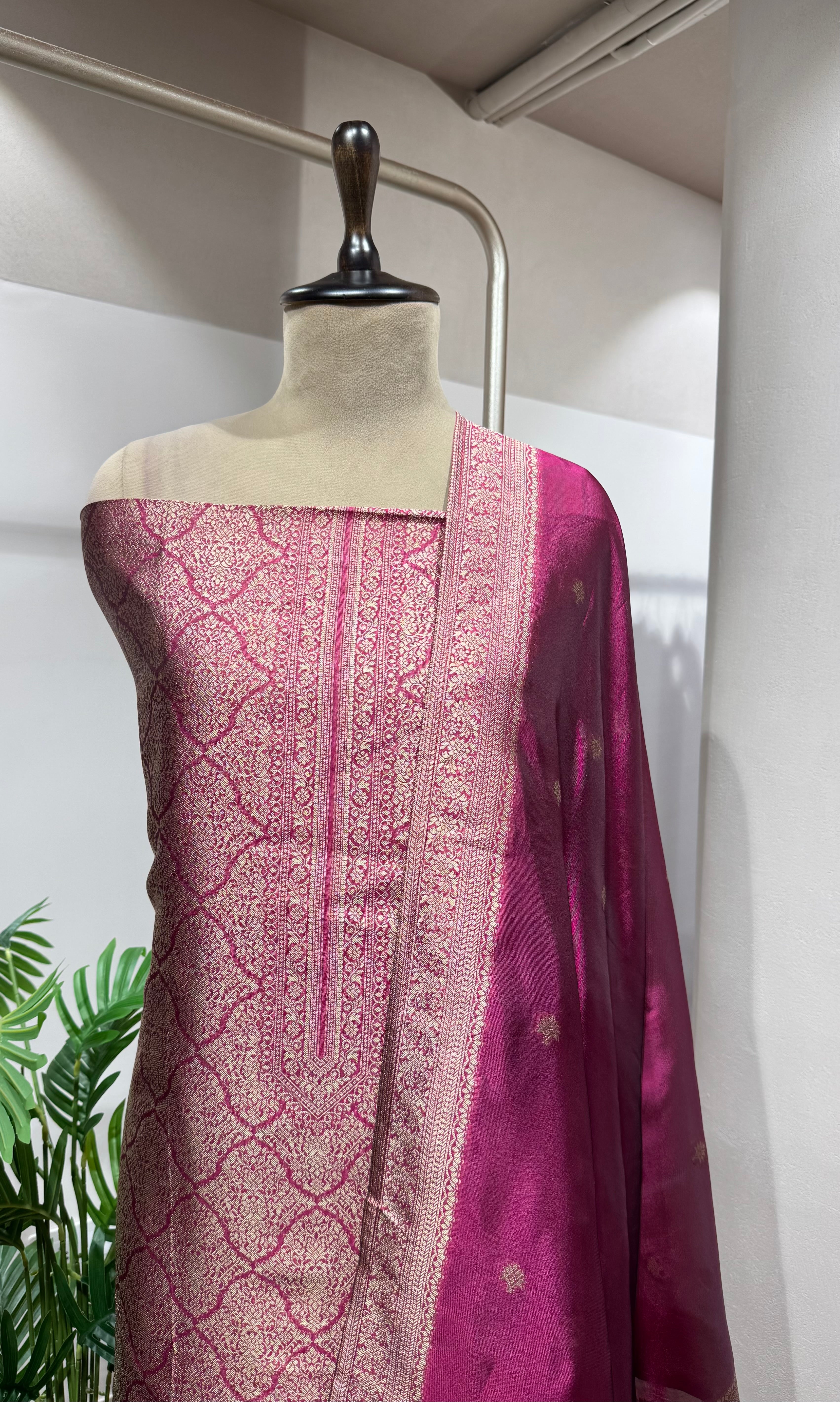 Pink Banarasi SILK DRESS MATERIAL