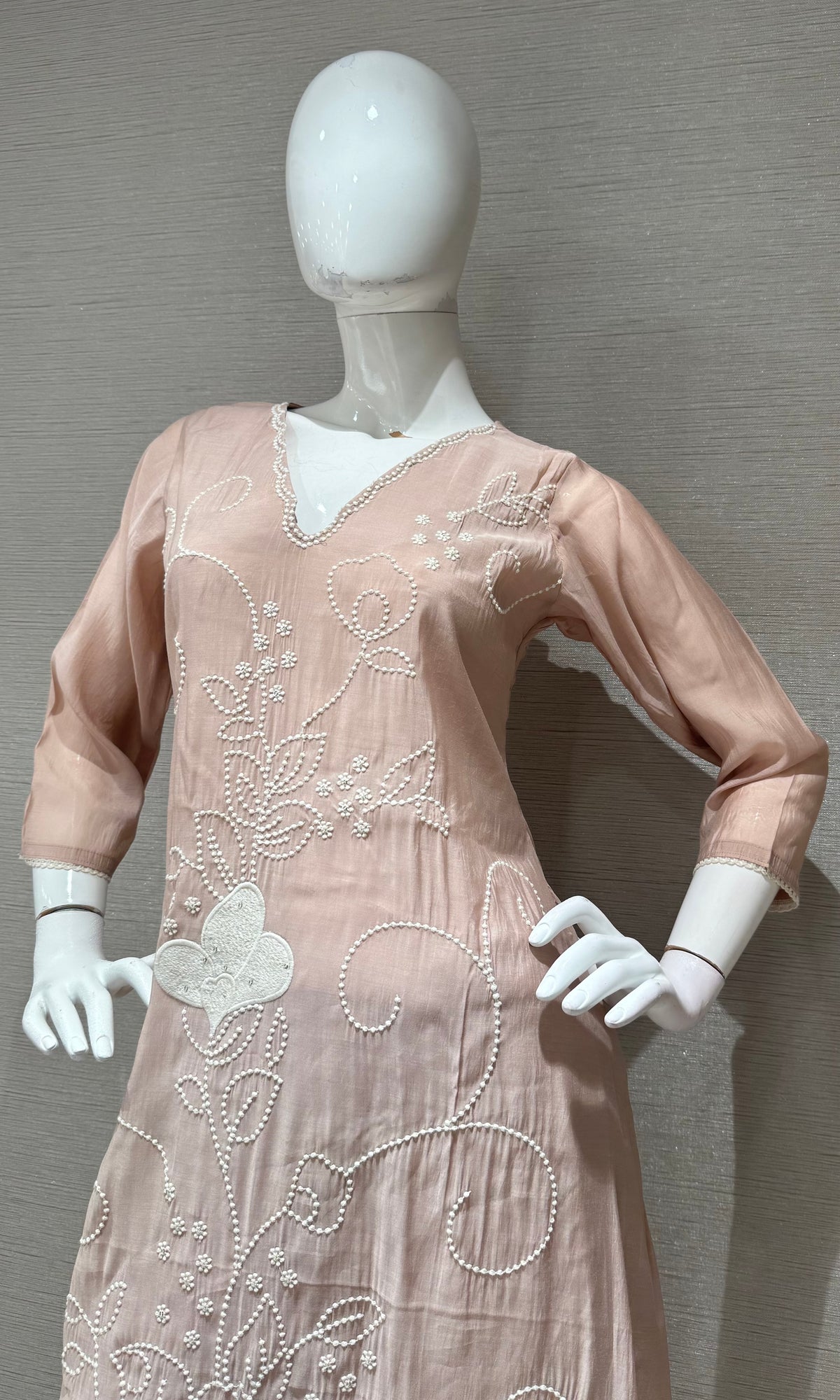 Mauve Cotton silk Floral Kurta set with dupatta