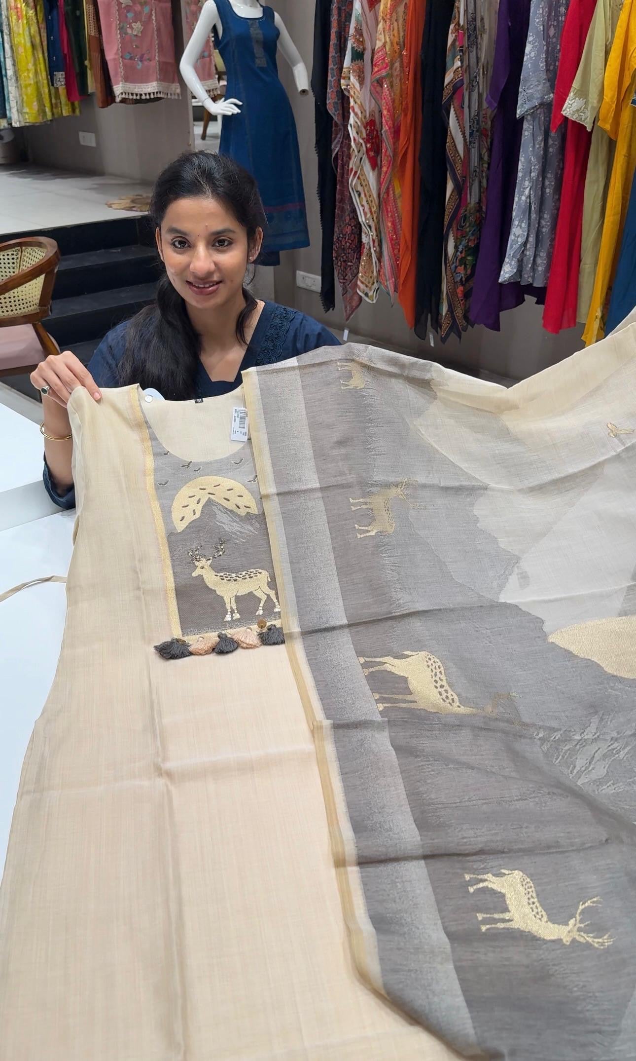 Grey Deer MOTIF Embroidered KURTA SET