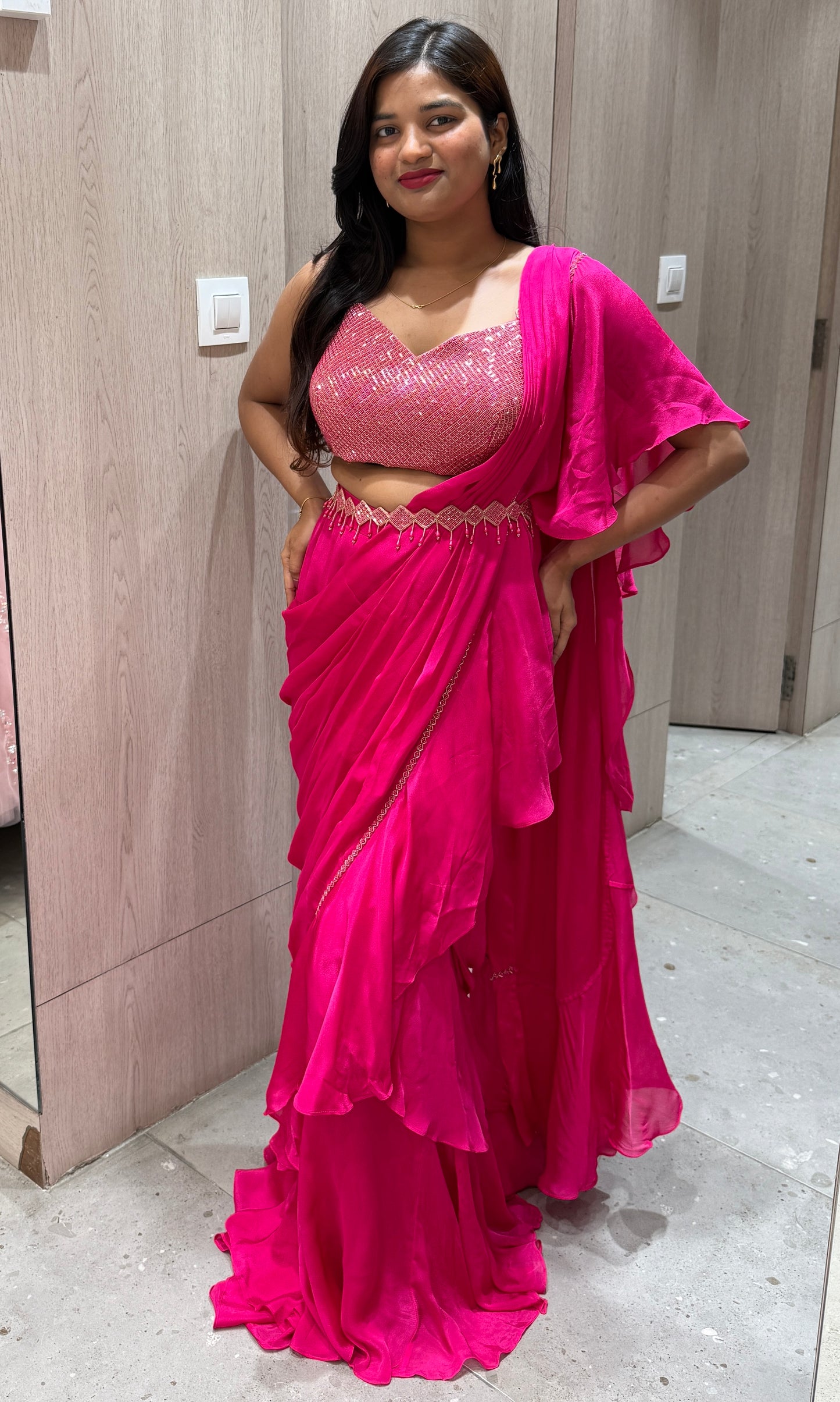 🌺Pink one minute saree🌺 (w)