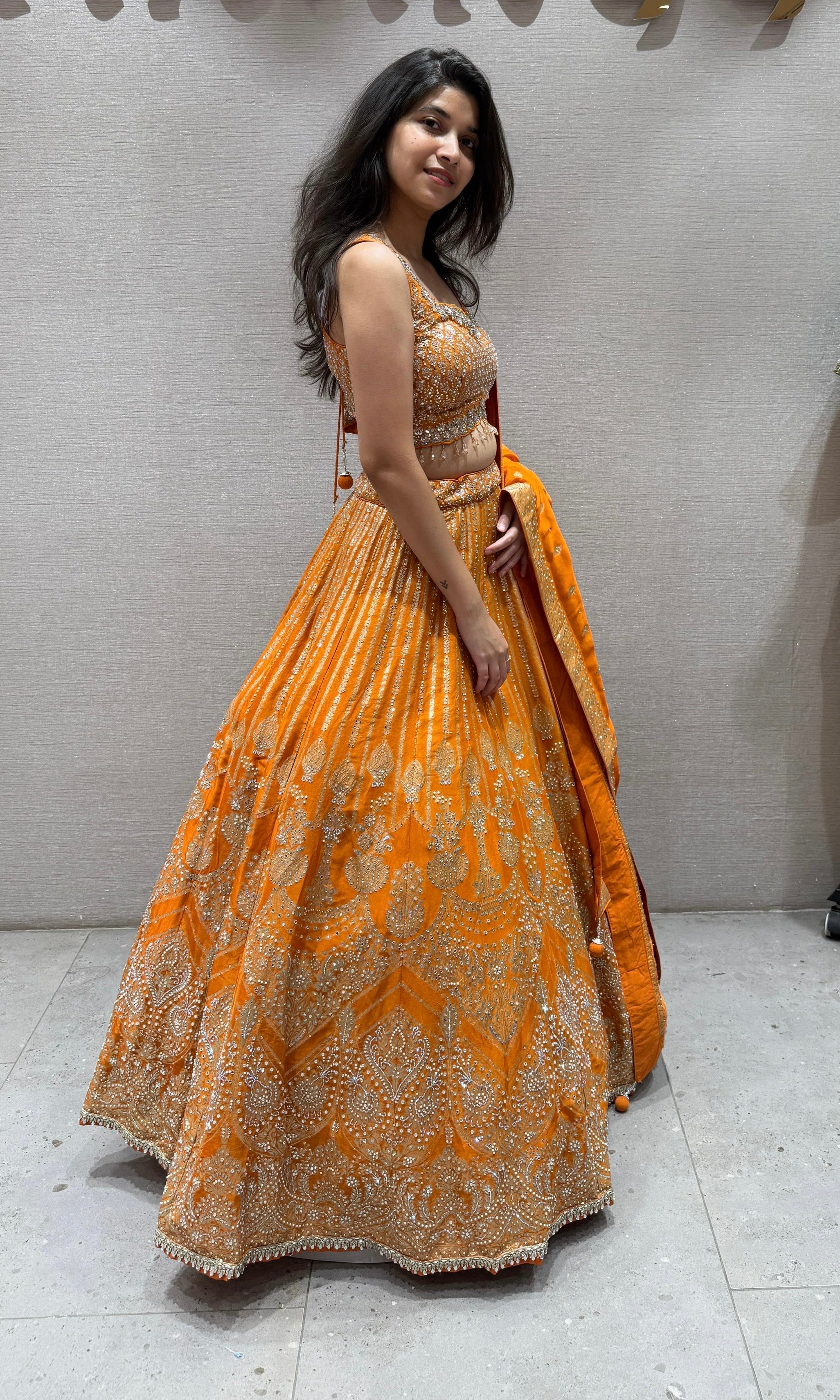 Marigold Majesty Embroidered Lehenga