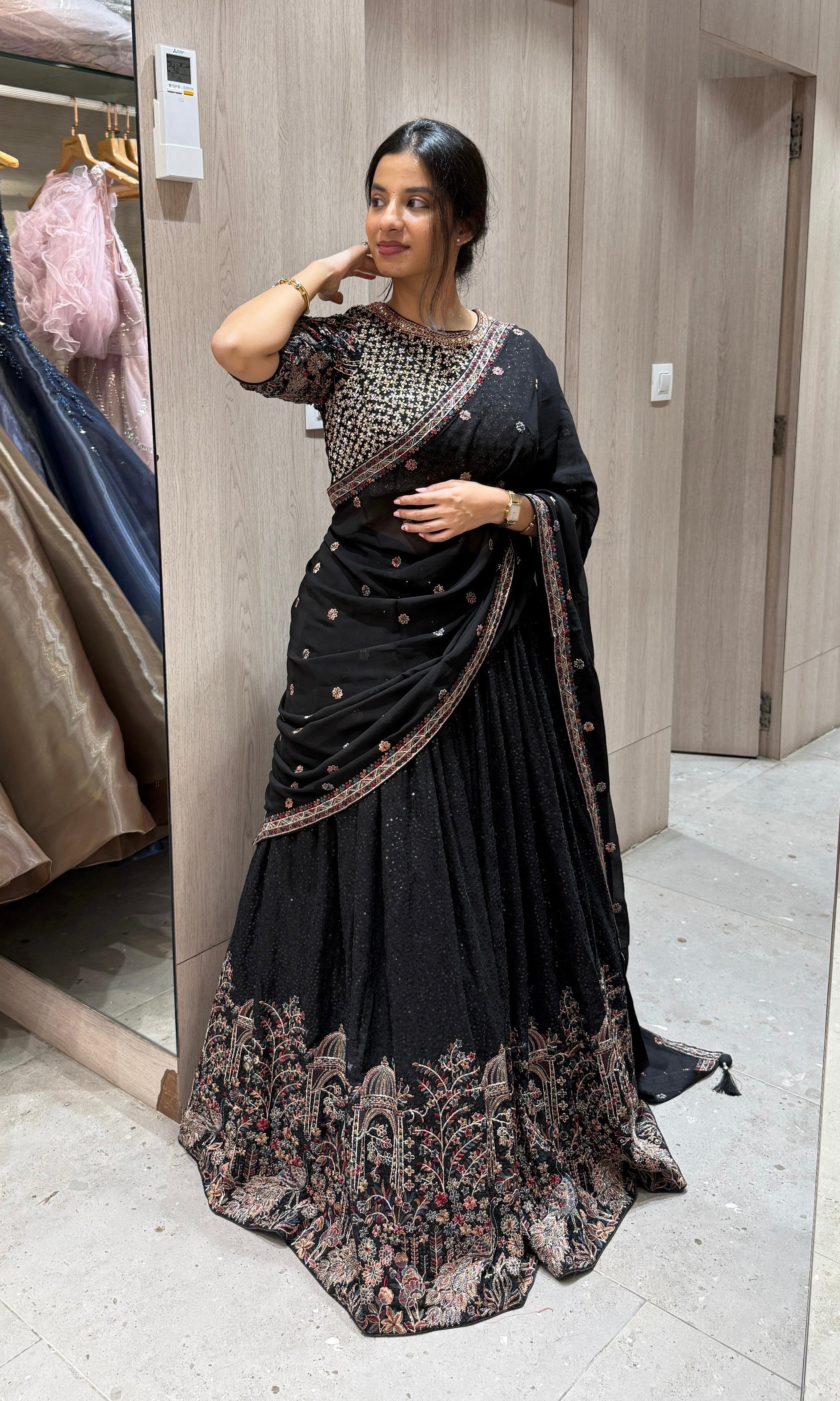 Elegant Black embellished Lehenga