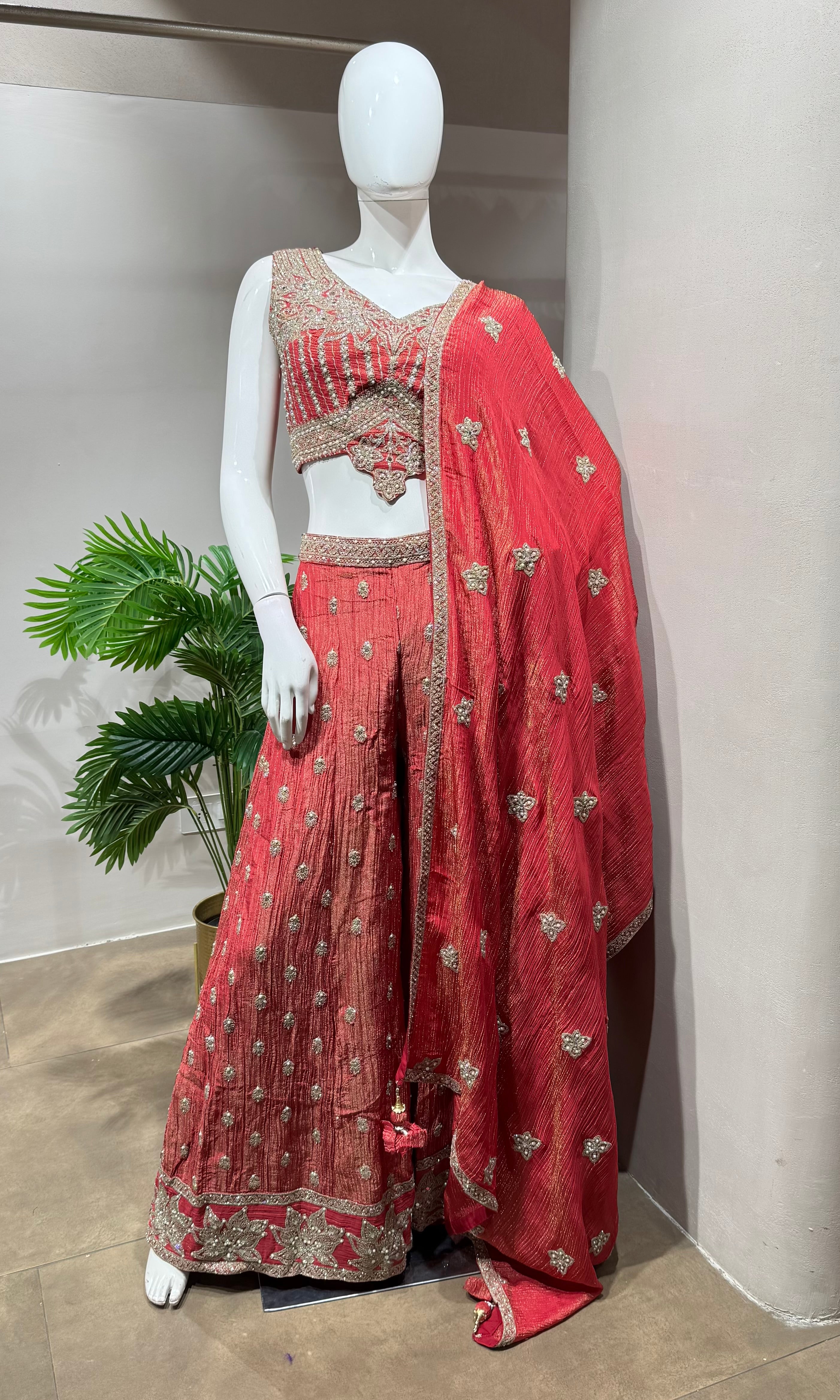 Rani Silk Palazzo with Zari and Sequin Detailing