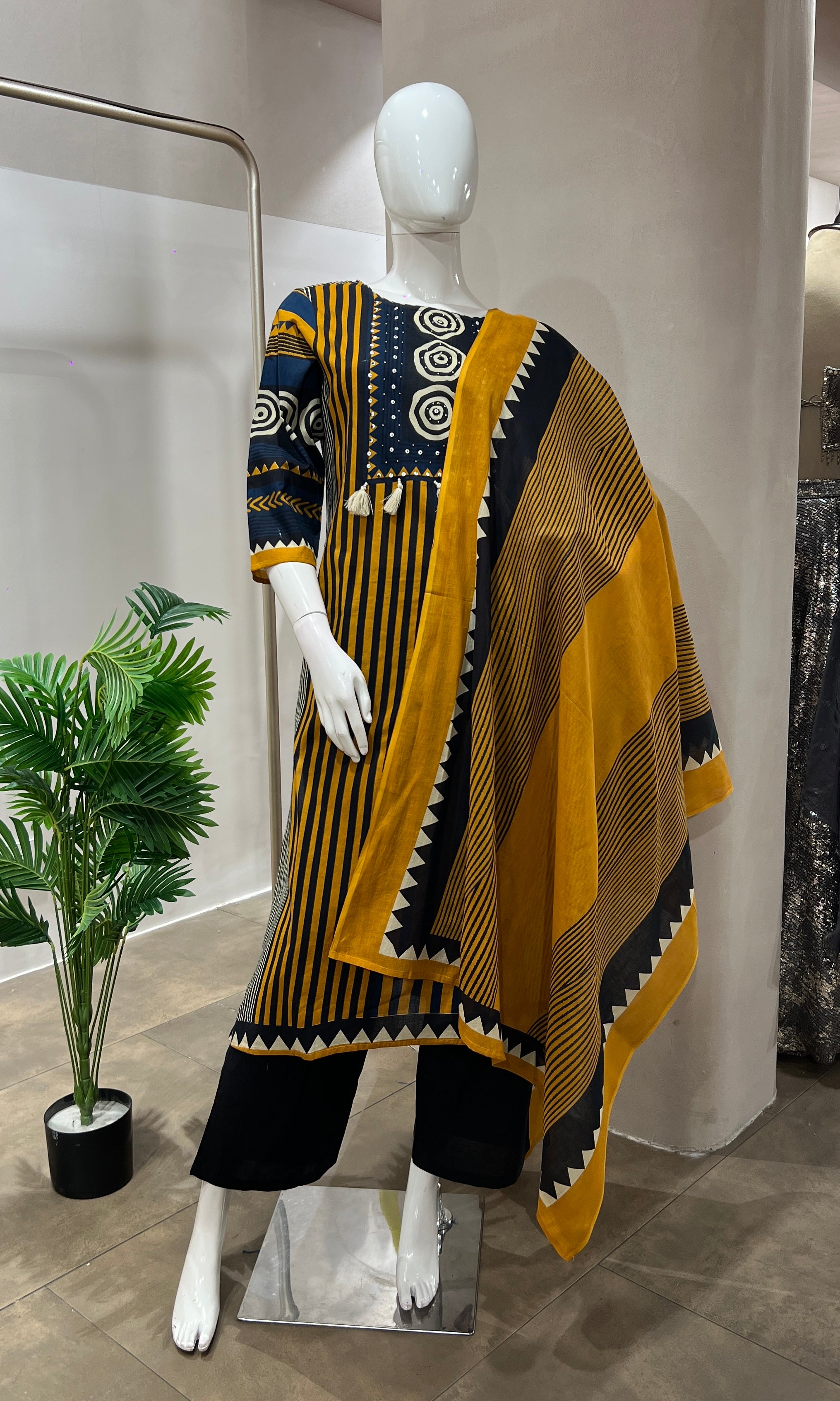 Yellow EMBROIDERED kurta set