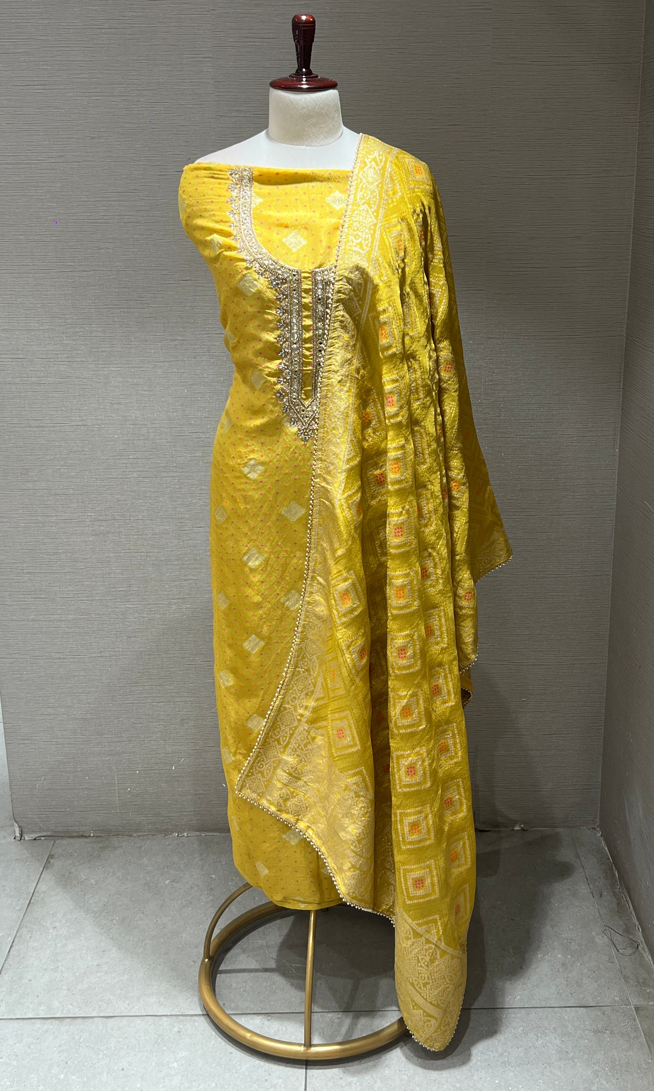 Yellow dress material (party wear)