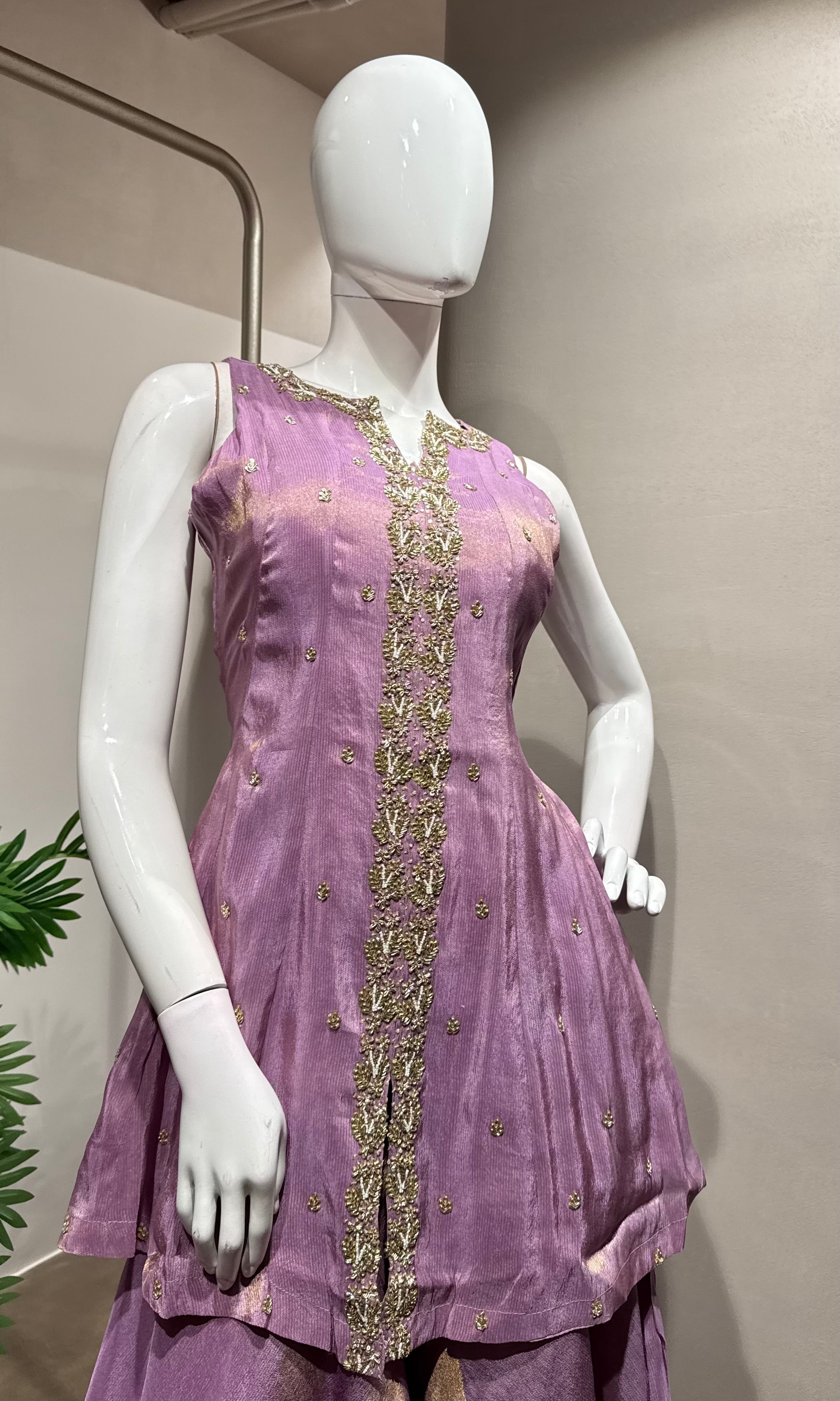 lavender shimmer elegant palazzo set