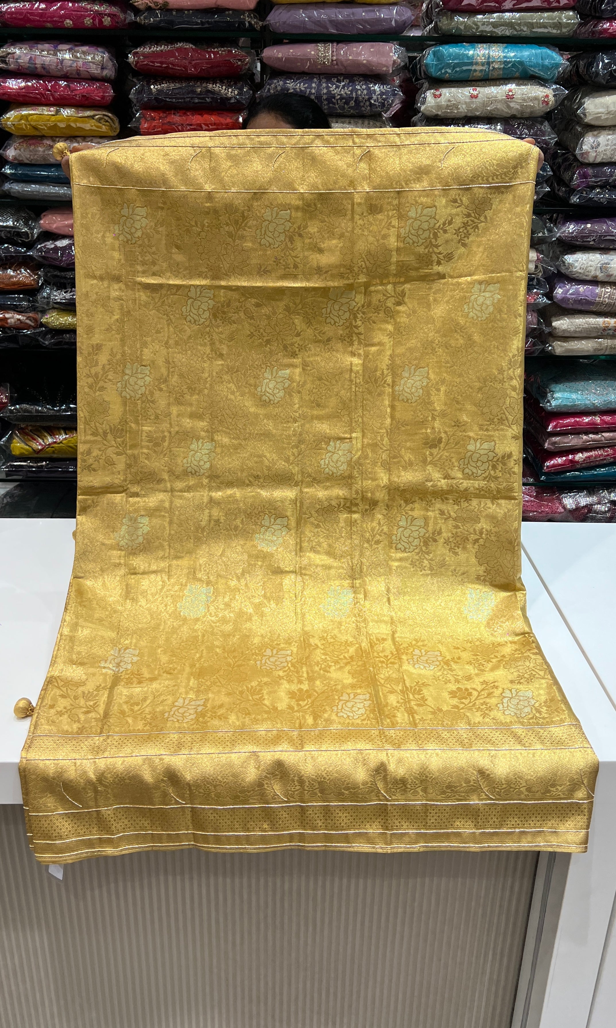 Green saree with ready blouse