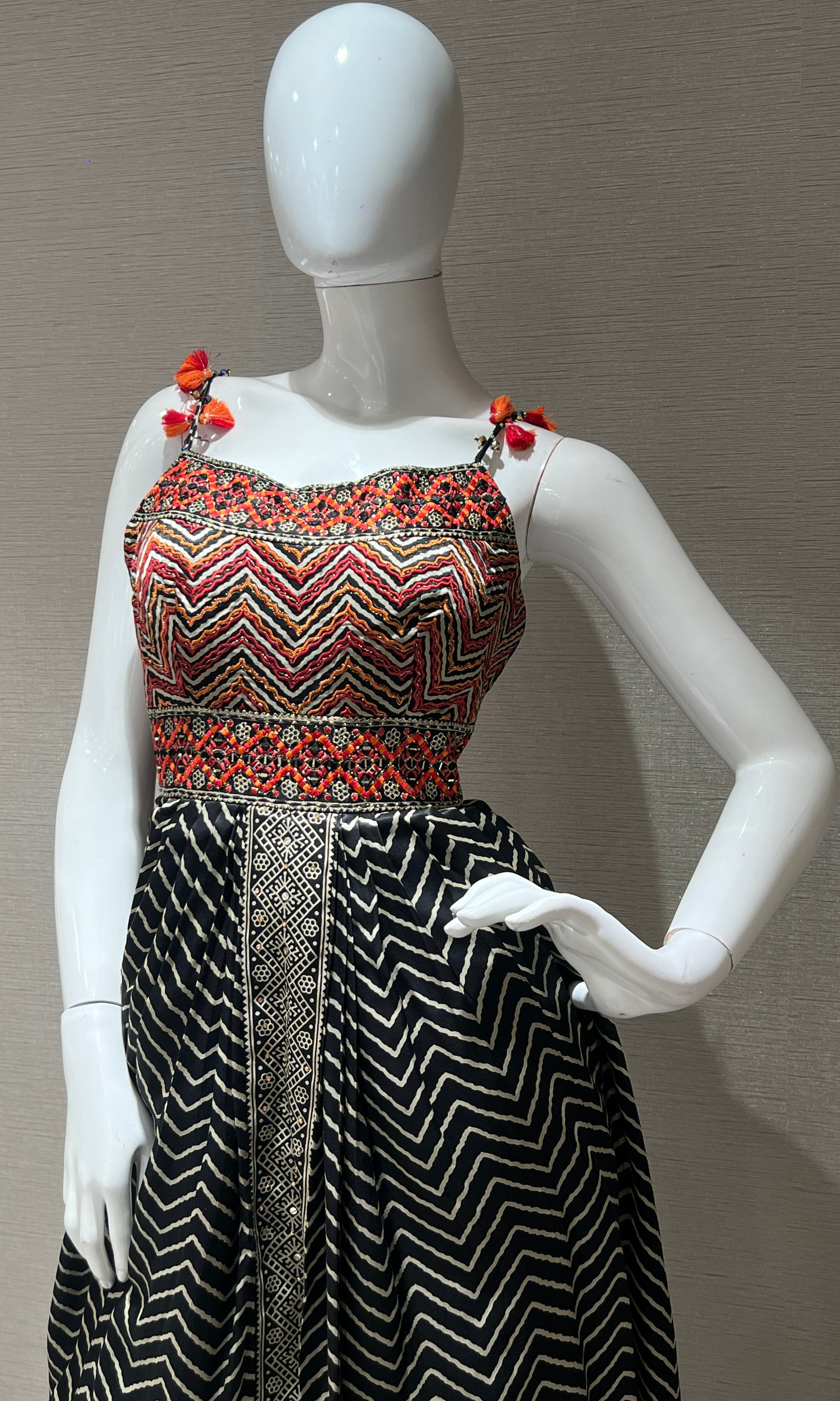 Black kurta with palazzo pant and dupatta