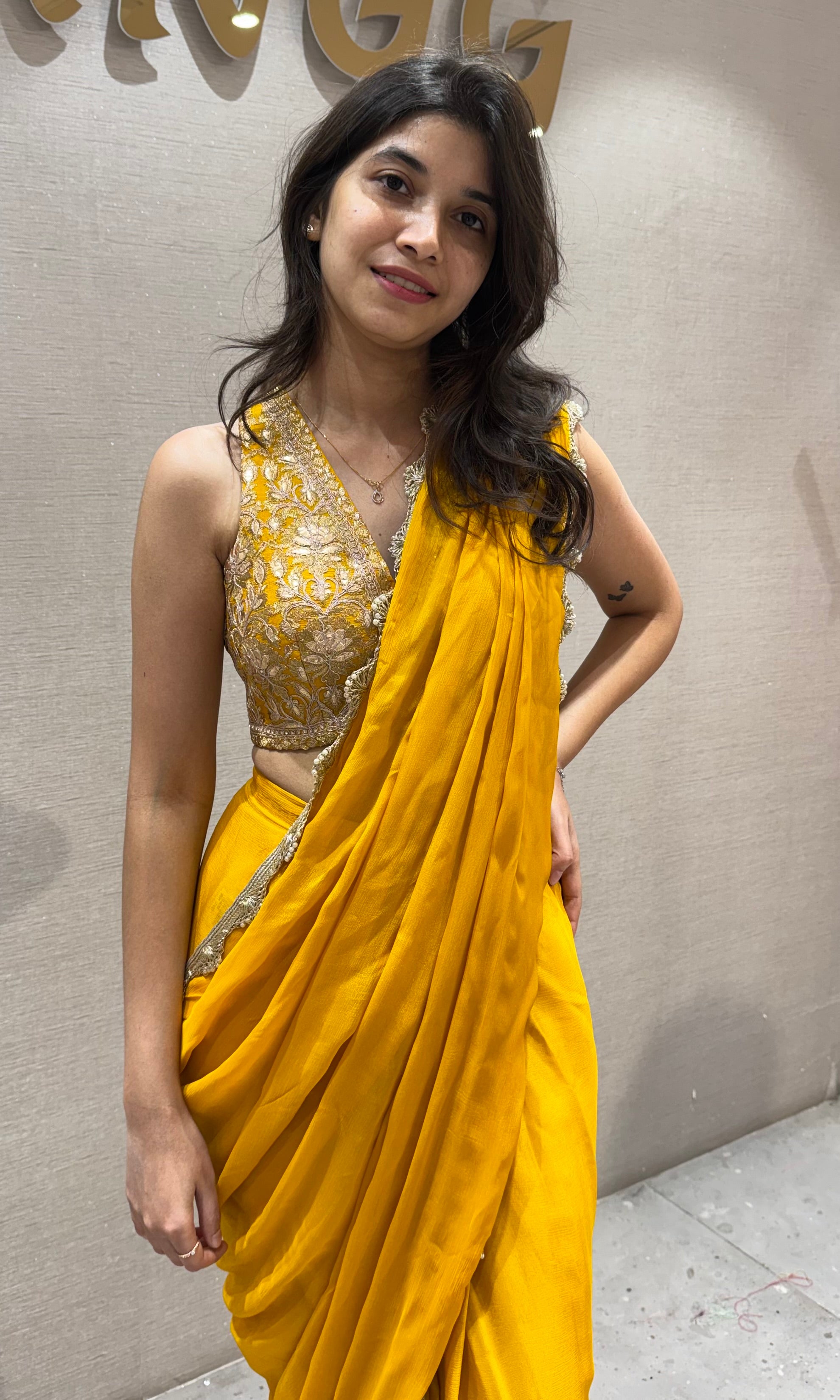 Yellow sunshine Elegance drape saree