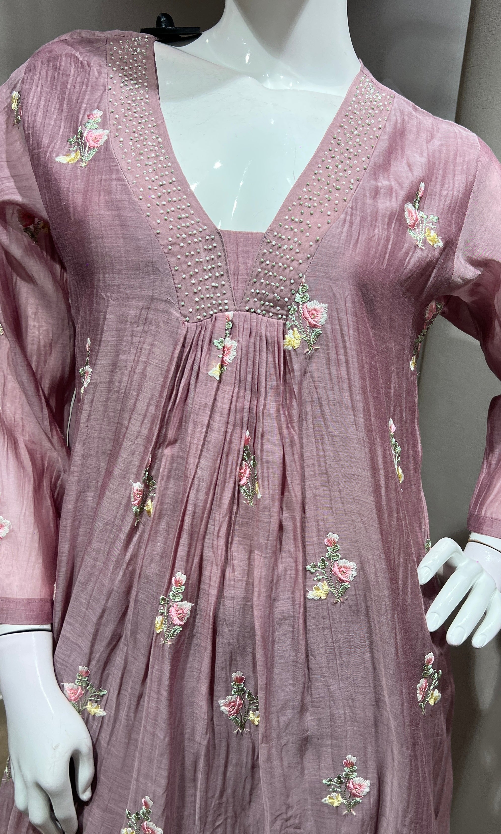Onion Pink Flared Kurta Set with Dupatta