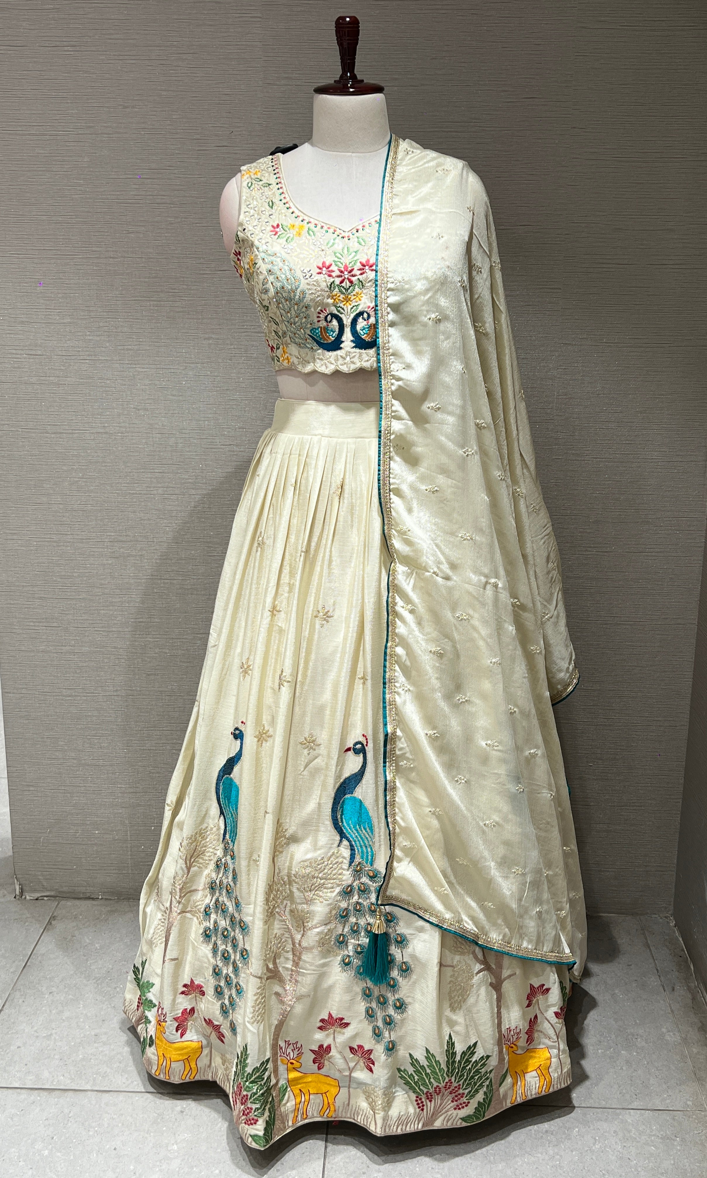 Cream Lehenga