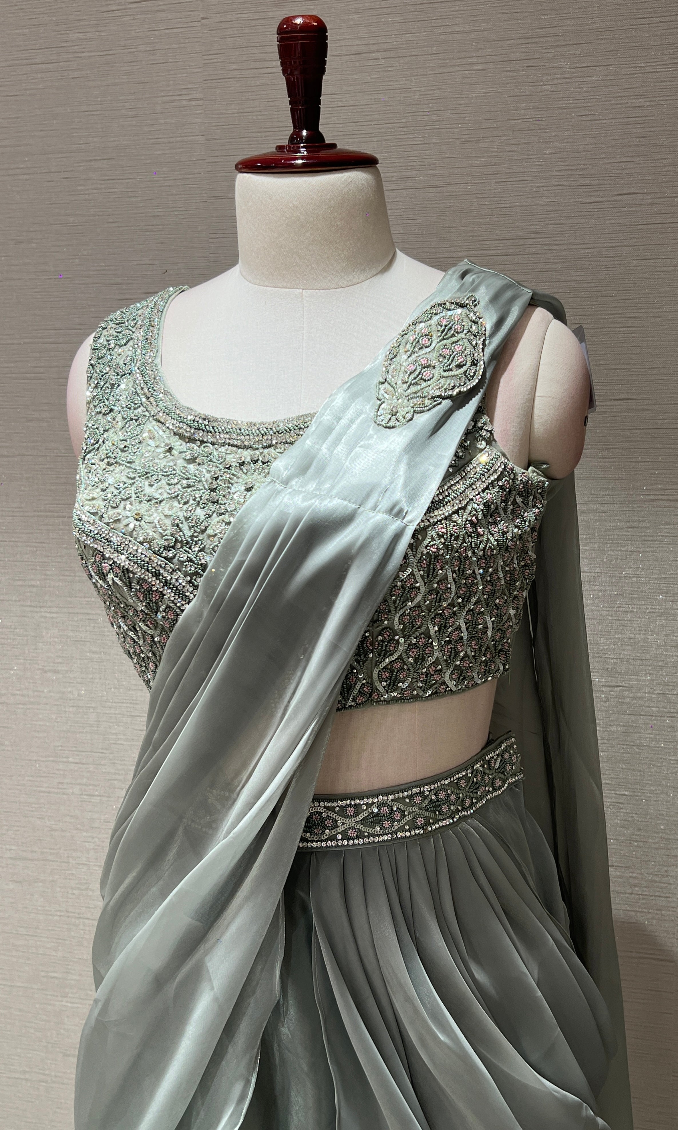 Pista green one minute saree